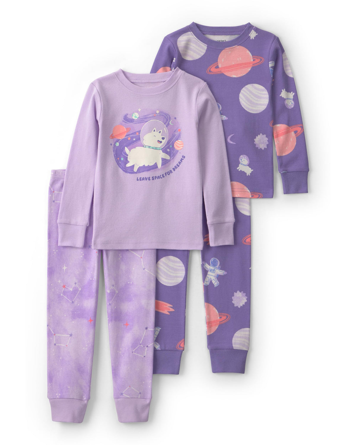 Carter's Girls' 4-piece Tight Fit Cotton Pajama Set