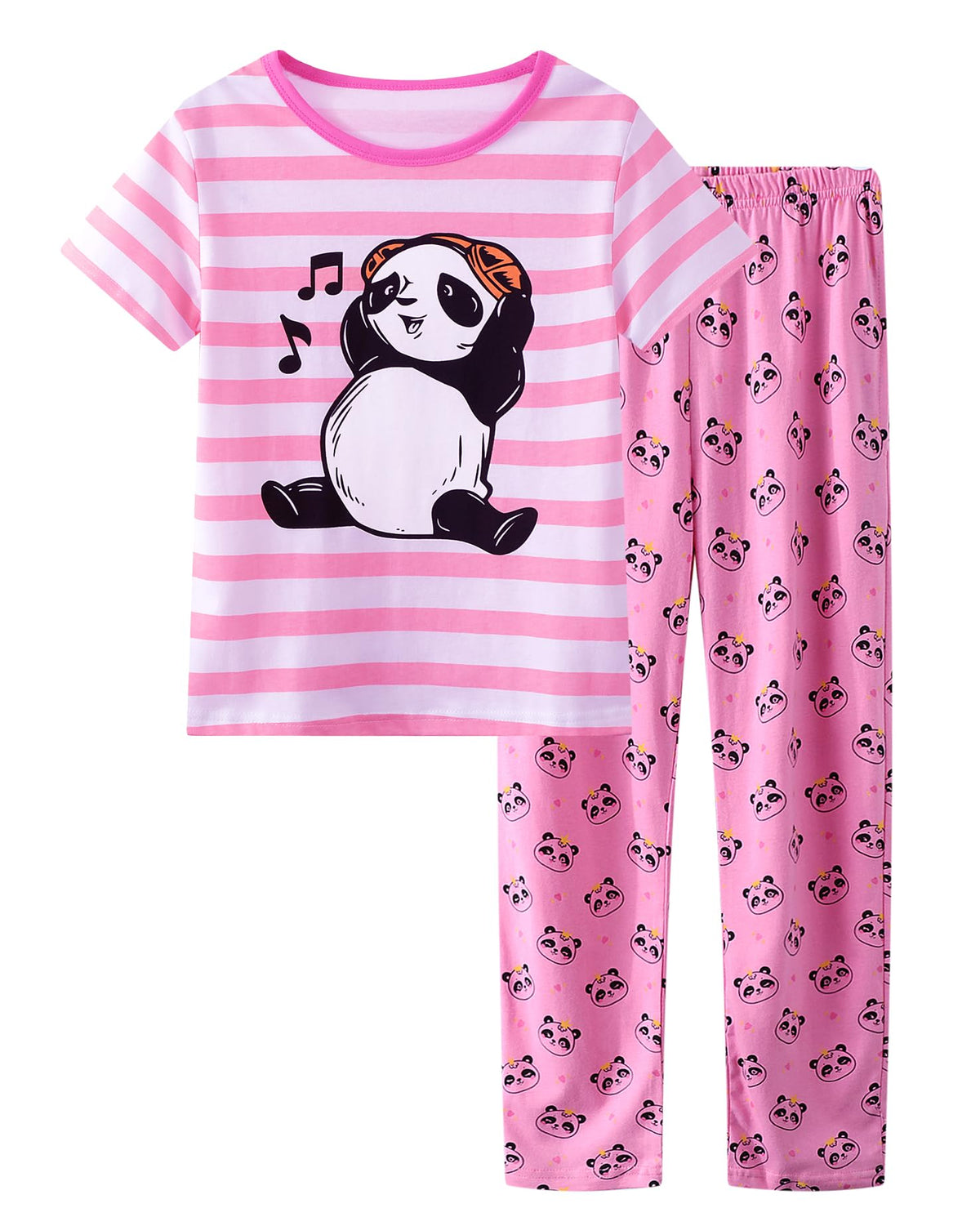Big Girls Pajamas Lovely 2PCS Soft Cartoon Short Sleeve with Pants Sleepwear Teens PJS Clothes Size 6-16