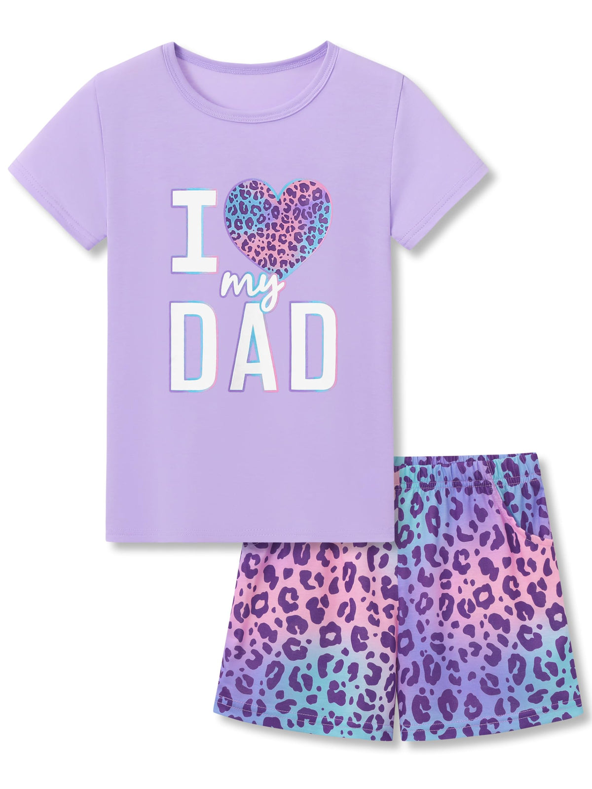 Beezizac Girls Pajamas Neon Tie Dye Spiral Capybara Smiling Face Print T-shirt & Shorts 2-Piece Soft PJ Set Size 6-18