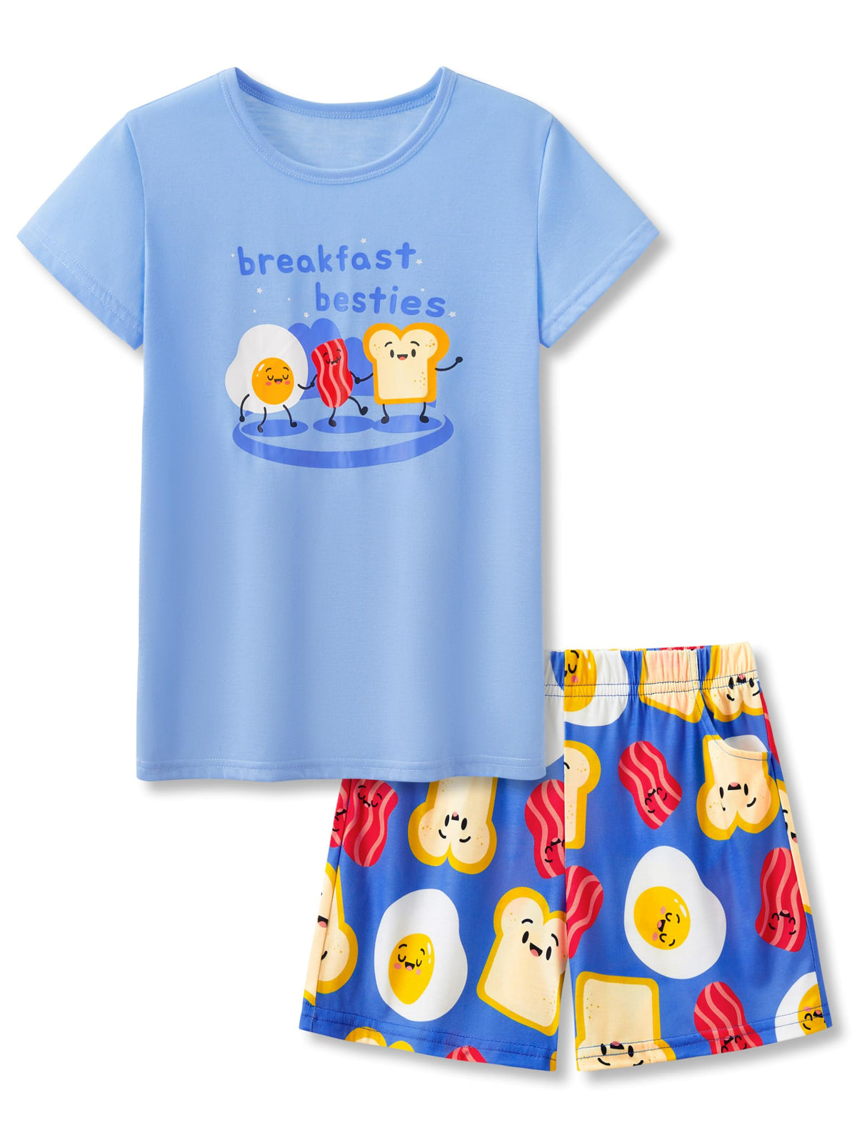 Topgal Girls Summer Pajama Set Cute Prints Short Sleeves Shorts Size 6-18