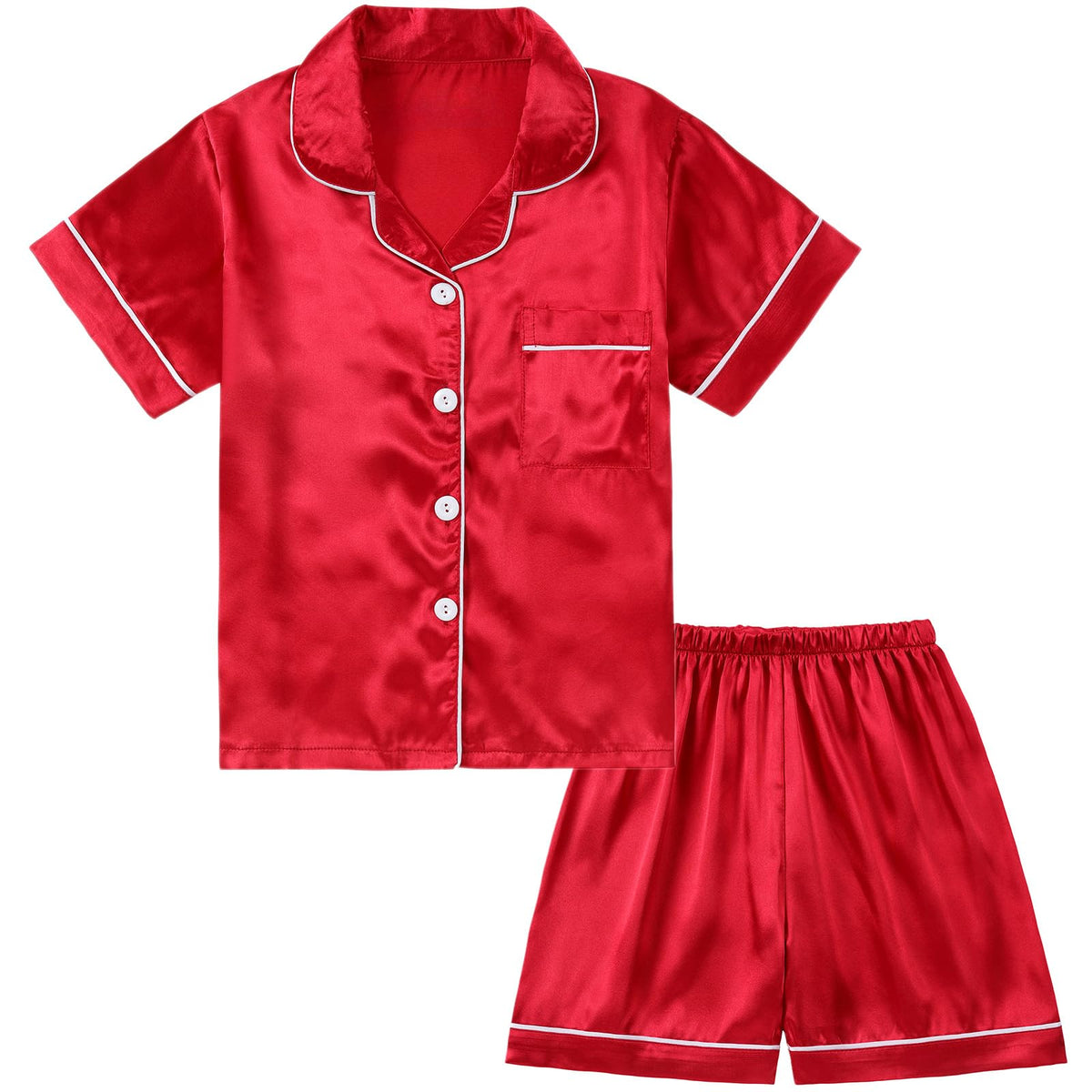 DIPUG Girls Pajamas Satin Pjs Short Sleeve Sleepover Party Gift
