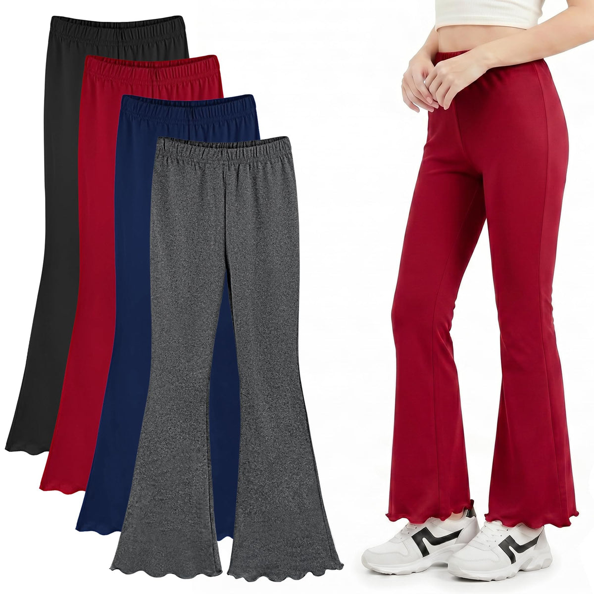 Flair Legging for Kids Teen Girls Mid Waisted Bell Bottom Yoga Pants School