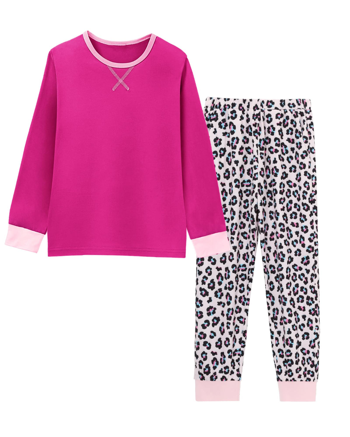 CARETOO Girls Pajamas 2 Piece Long Sleeve Long Pants Pajama Set Kids Cute Pj Soft Holiday Sleepwear Size 7-13