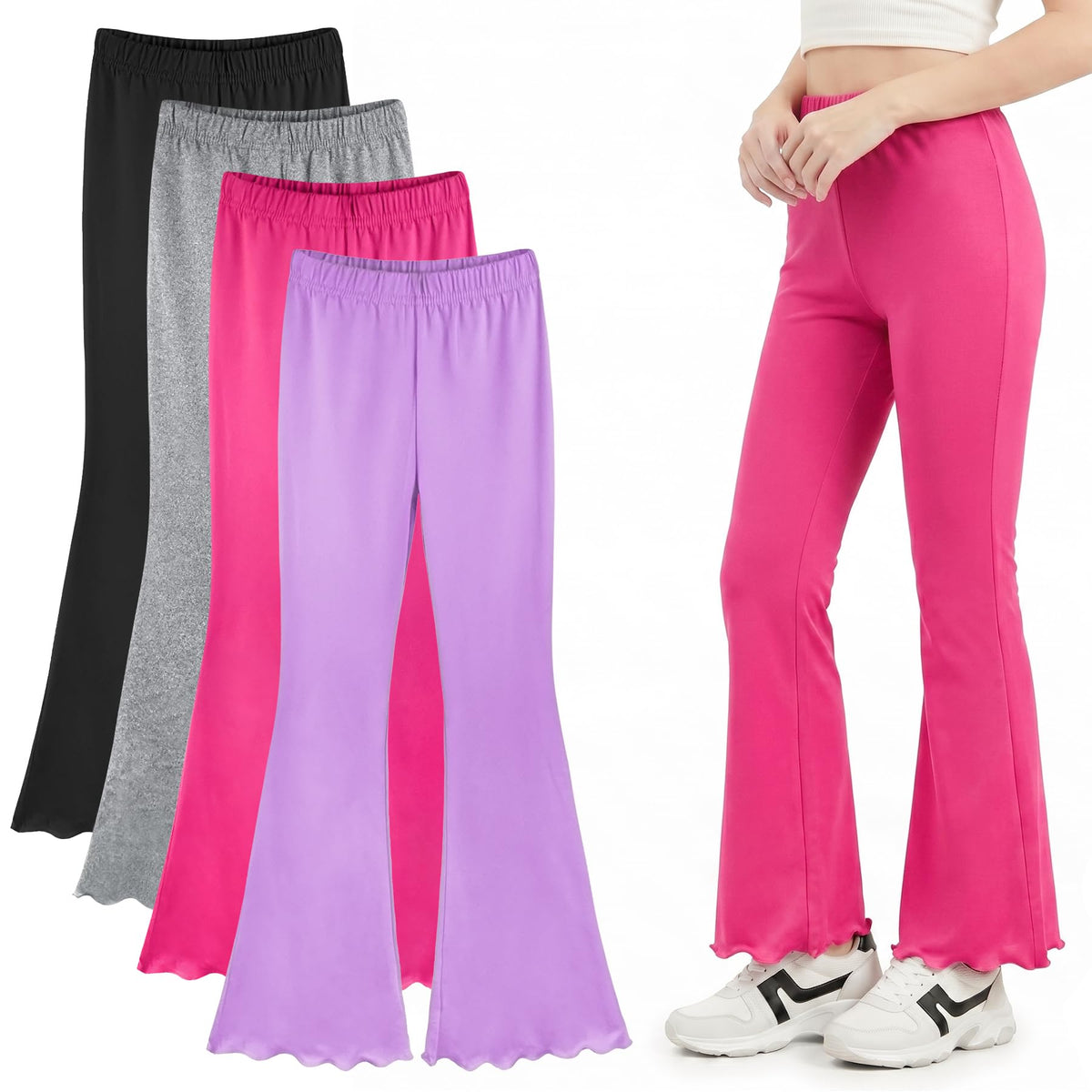 Flair Legging for Kids Teen Girls Mid Waisted Bell Bottom Yoga Pants School