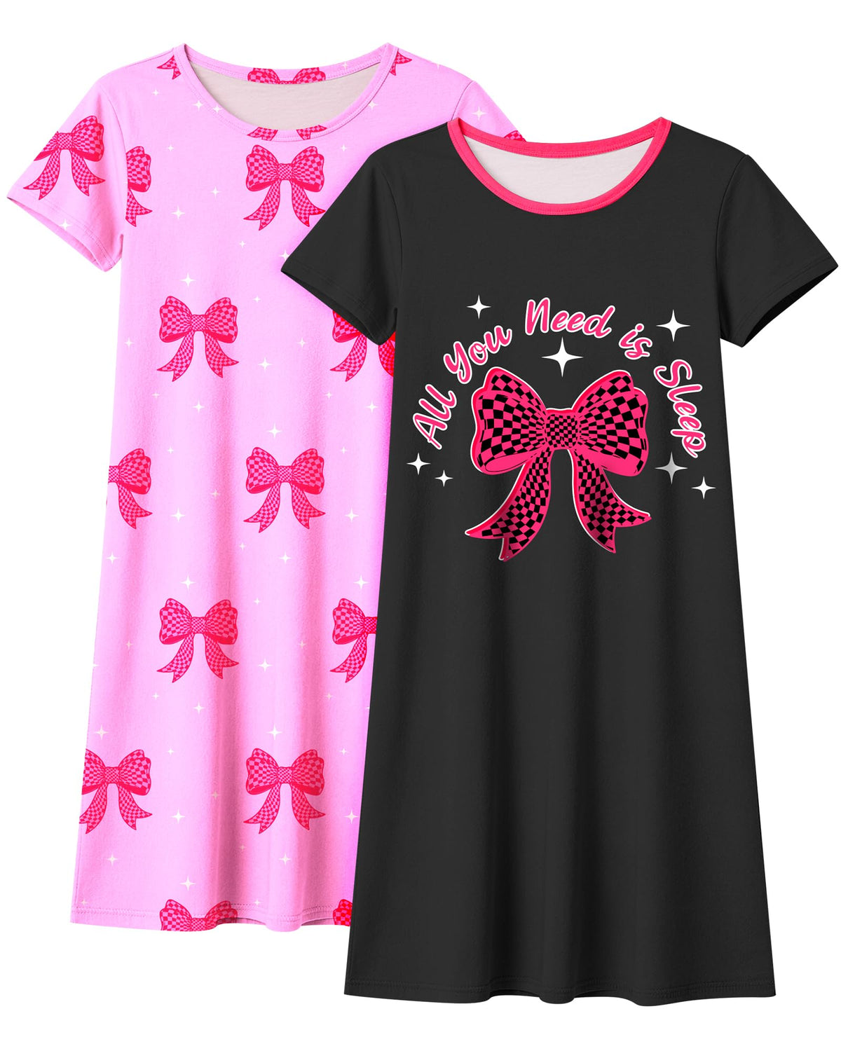 Sylfairy 2Pcs Girls Nightgowns Kids Pajamas Princess Nightgown Dress Sleepwear for Toddler Little Girls Nightdress