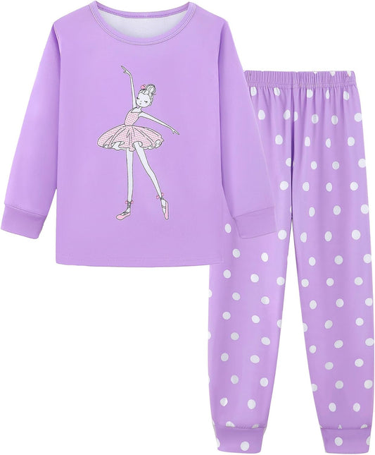 Mikrdoo Girls Pajamas Set Long Sleeve Top and Pants 2 Piece Sleepwear