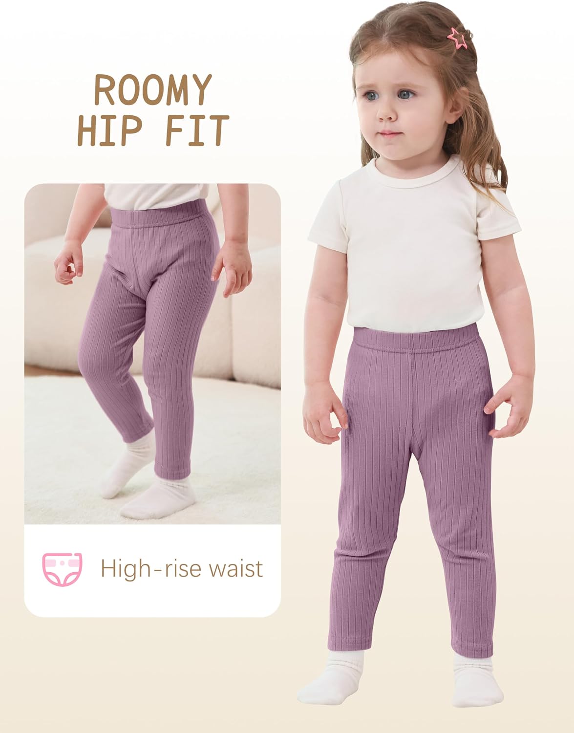 5 Pack Baby Girl Pants Infant Toddler Girl Leggings Ribbed Cotton Pants
