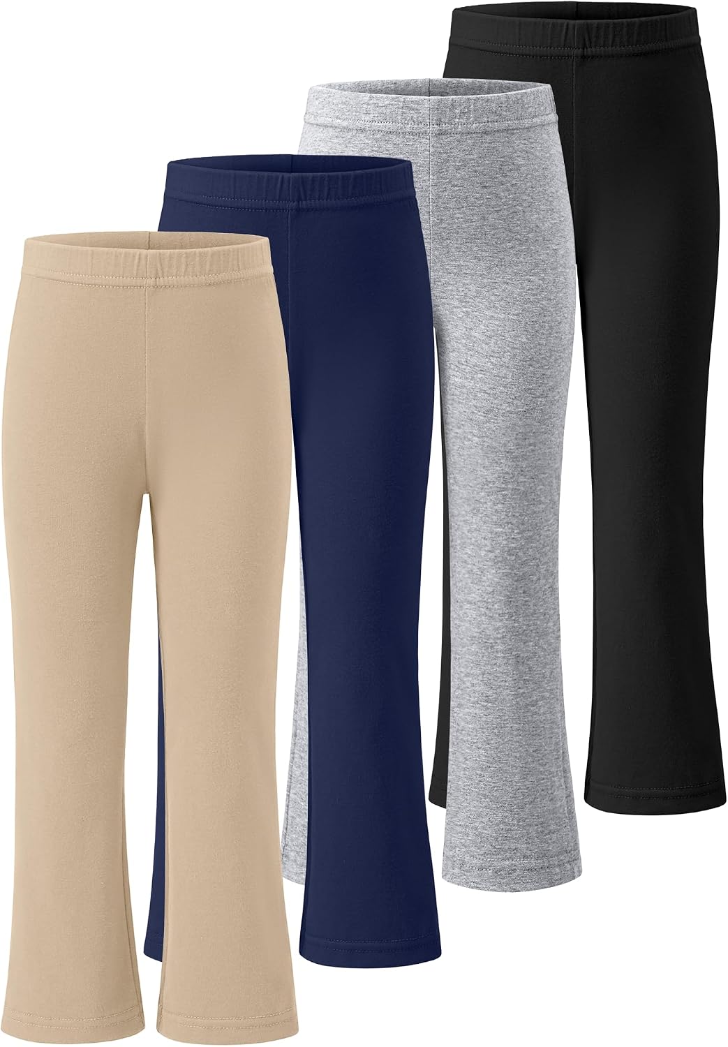 KEREDA 4 Pack Girls Flare Leggings School Uniform Pants Kids Bell Bottoms