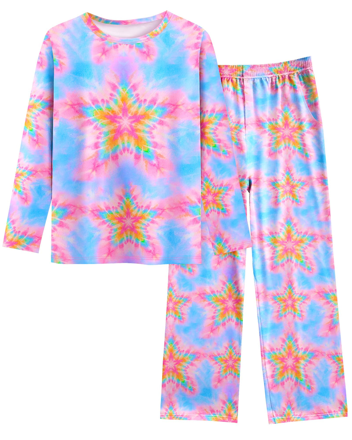 Sylfairy Girls Pajamas 2-Piece Pjs Set Kids Long Sleeve and Pants Jammies Casual Wear Girls' Sleepwear Lounge Clothes Big Kid