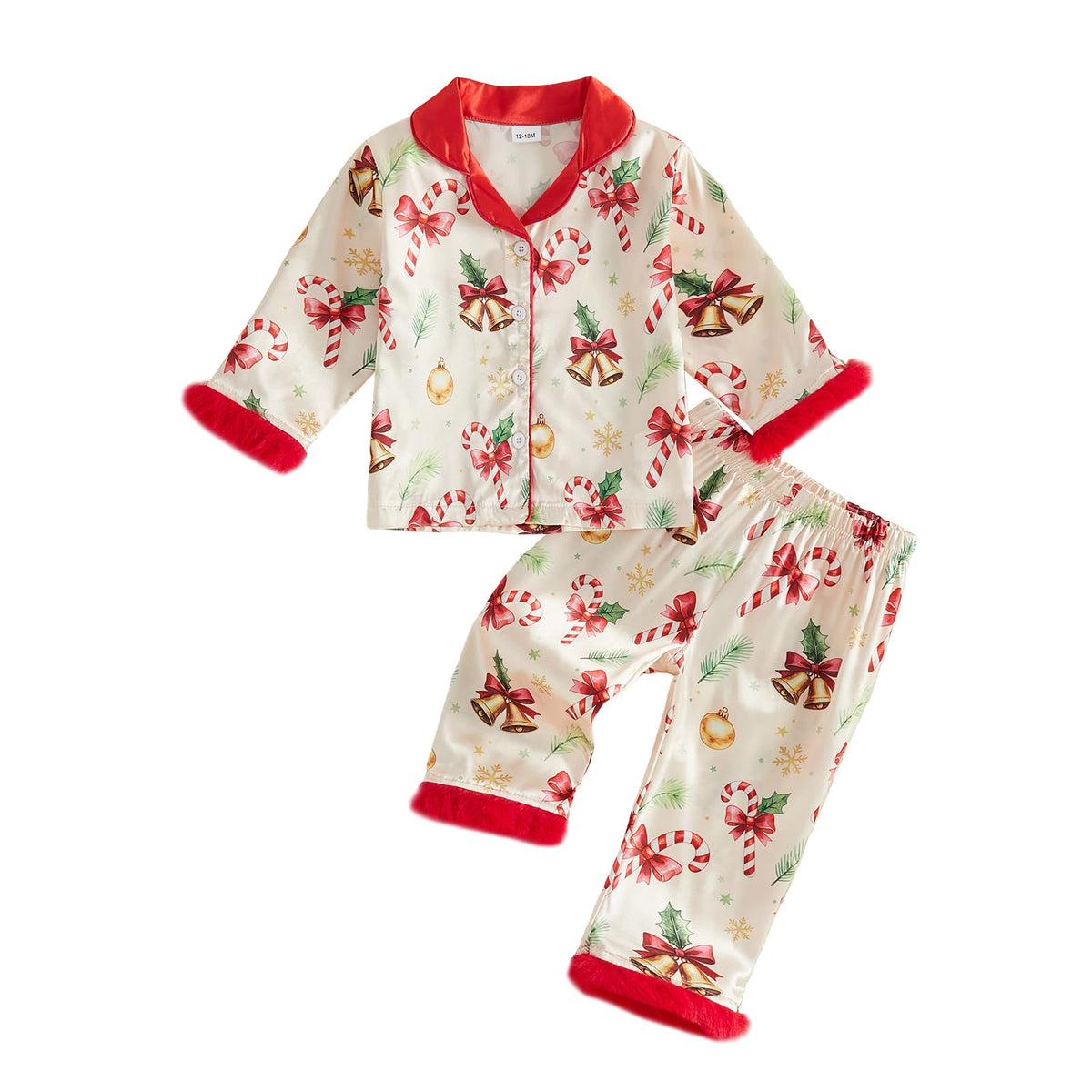Kuriozud Kids Toddler Girl Pajamas Fuzzy Trim Button Down Shirt Pants 1-7Y