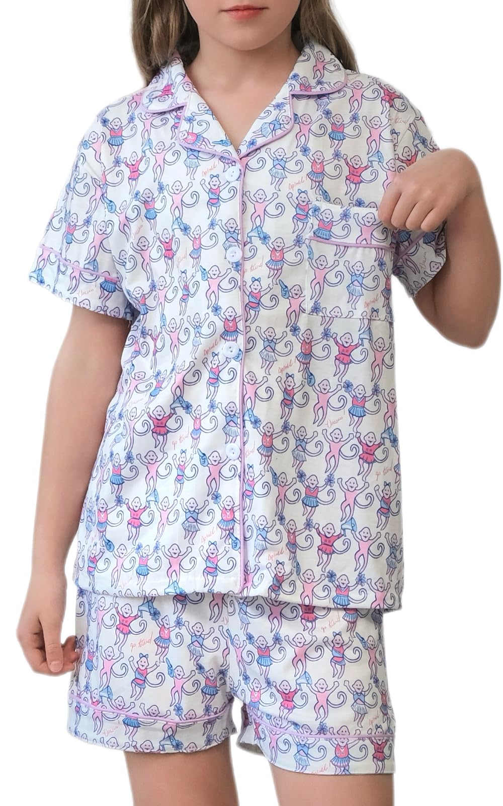 Girls Summer Outfit,Kids Monkey Button Down Loungewear Sleepwear Pjs