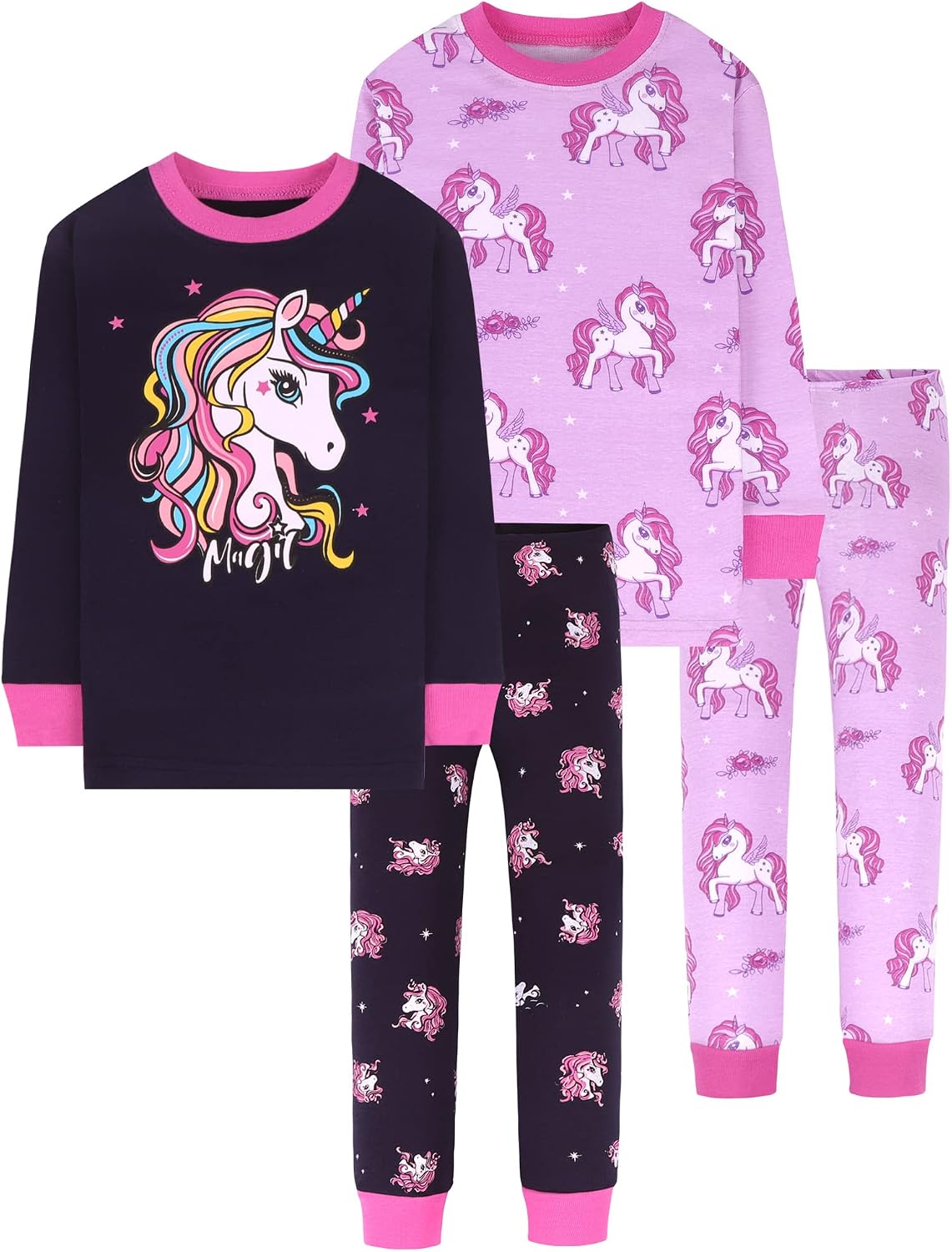 DAUGHTER QUEEN Girls 4 Pieces Cotton Pajamas Size 18 Months-12 Years