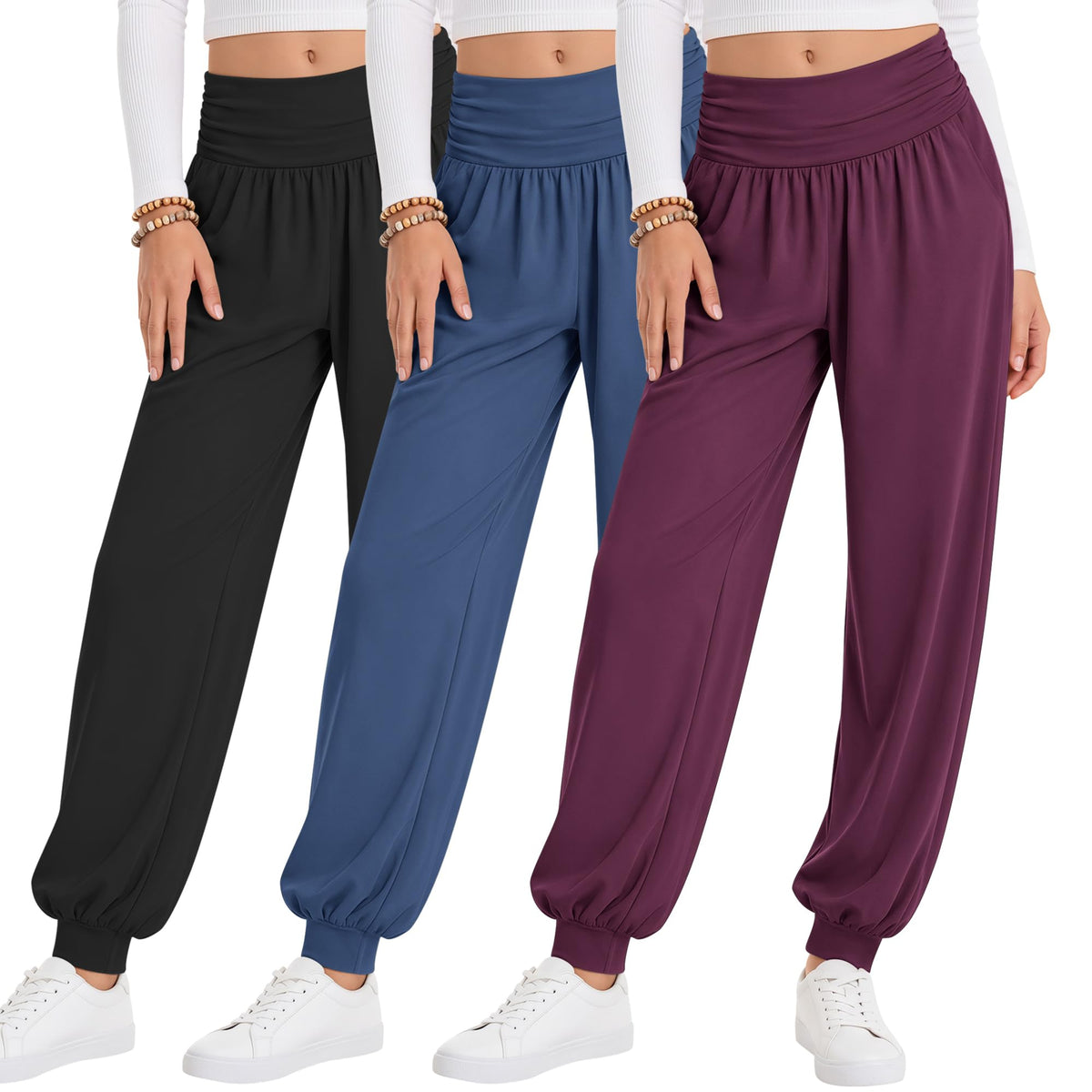 Oakgarden 3 Pack Girls' Lightweight Athletic Joggers Pants