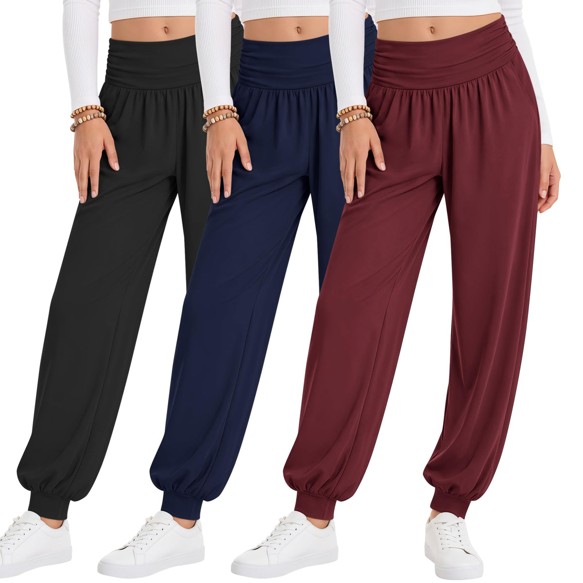 Oakgarden 3 Pack Girls' Lightweight Athletic Joggers Pants