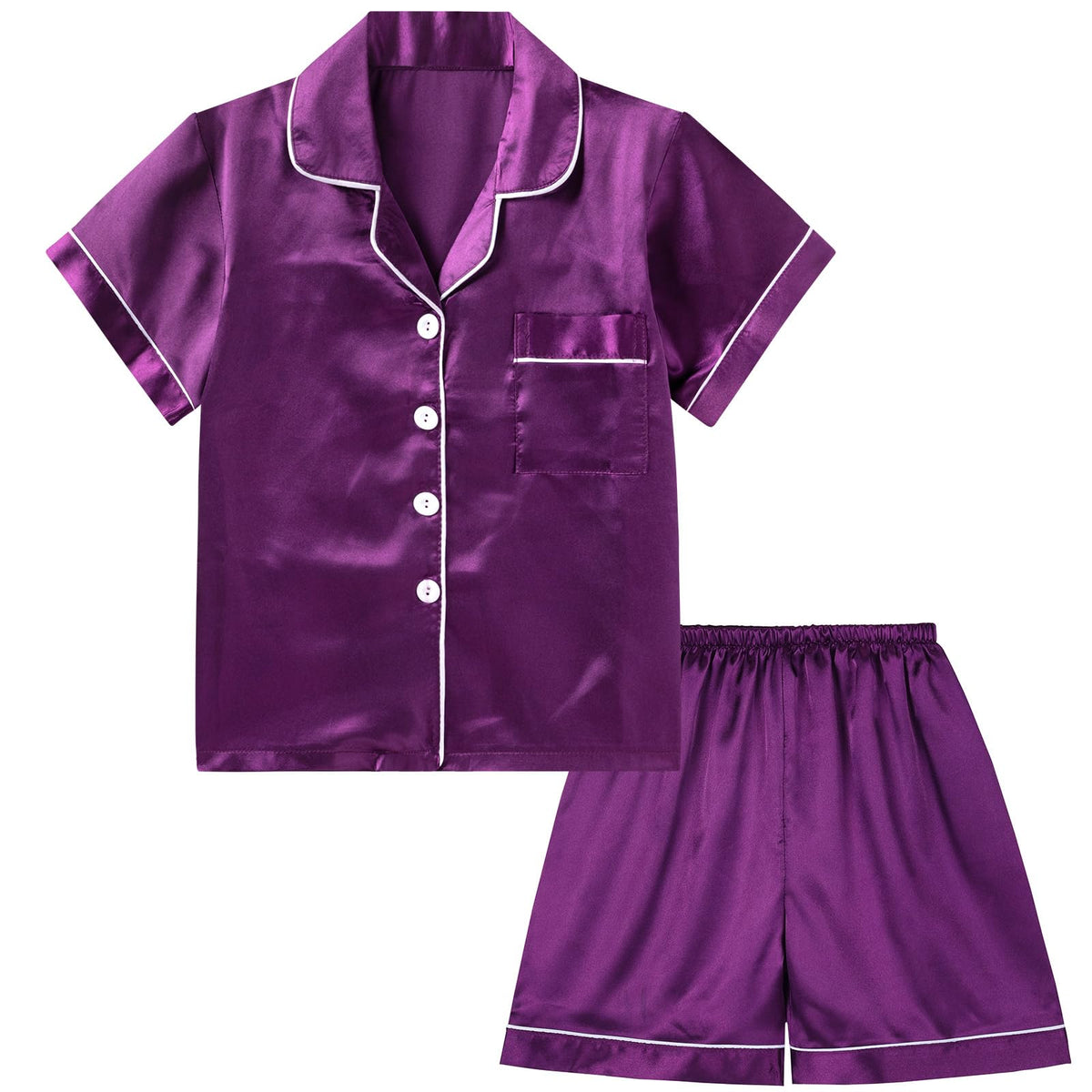 DIPUG Girls Pajamas Satin Pjs Short Sleeve Sleepover Party Gift