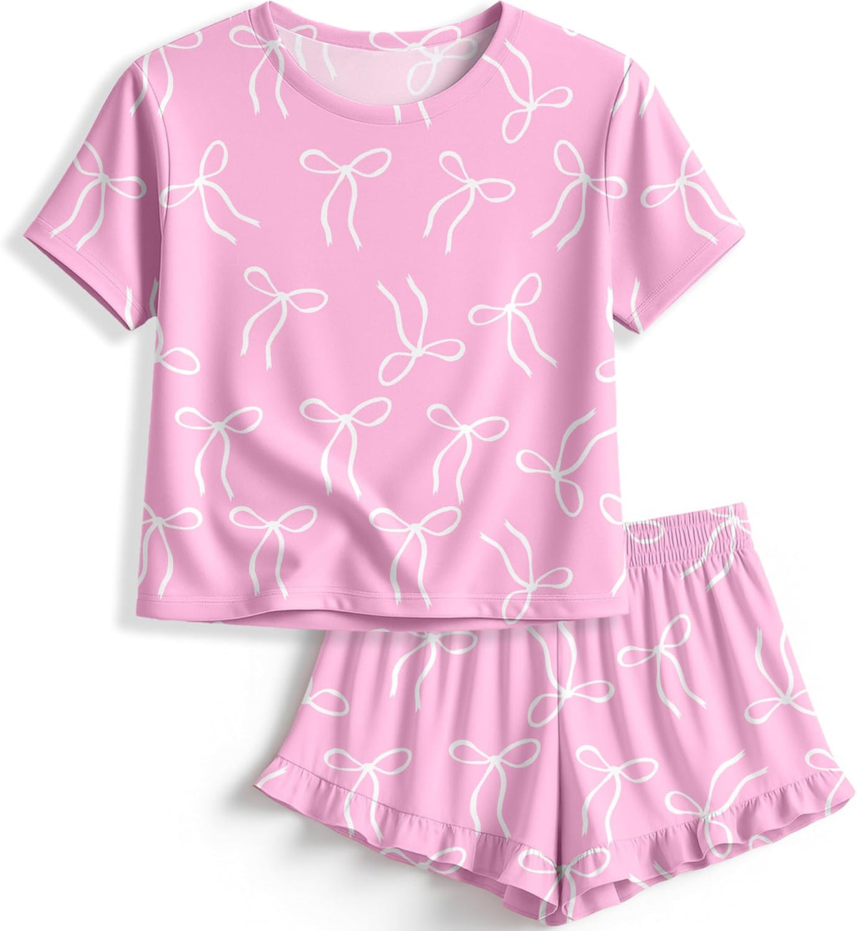 Petite&Me Soft Girls Pajamas with Ruffle Shorts, Cute Girls PJs Size 6-14