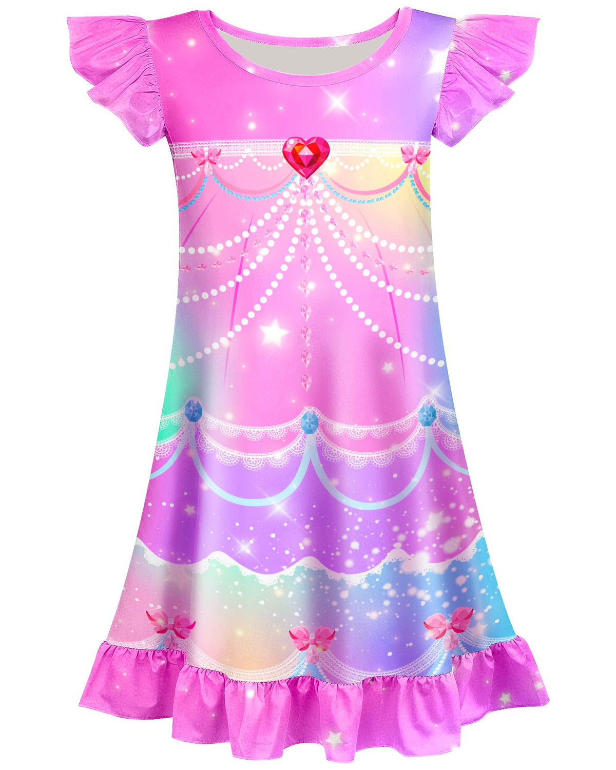 Sylfairy Girls Nightgowns, Unicorn Nightgown Princess Pajama Dresses for Girls Sleepwear Nightie
