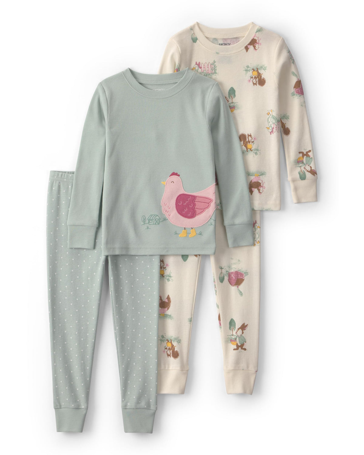 Carter's Girls' 4-piece Tight Fit Cotton Pajama Set
