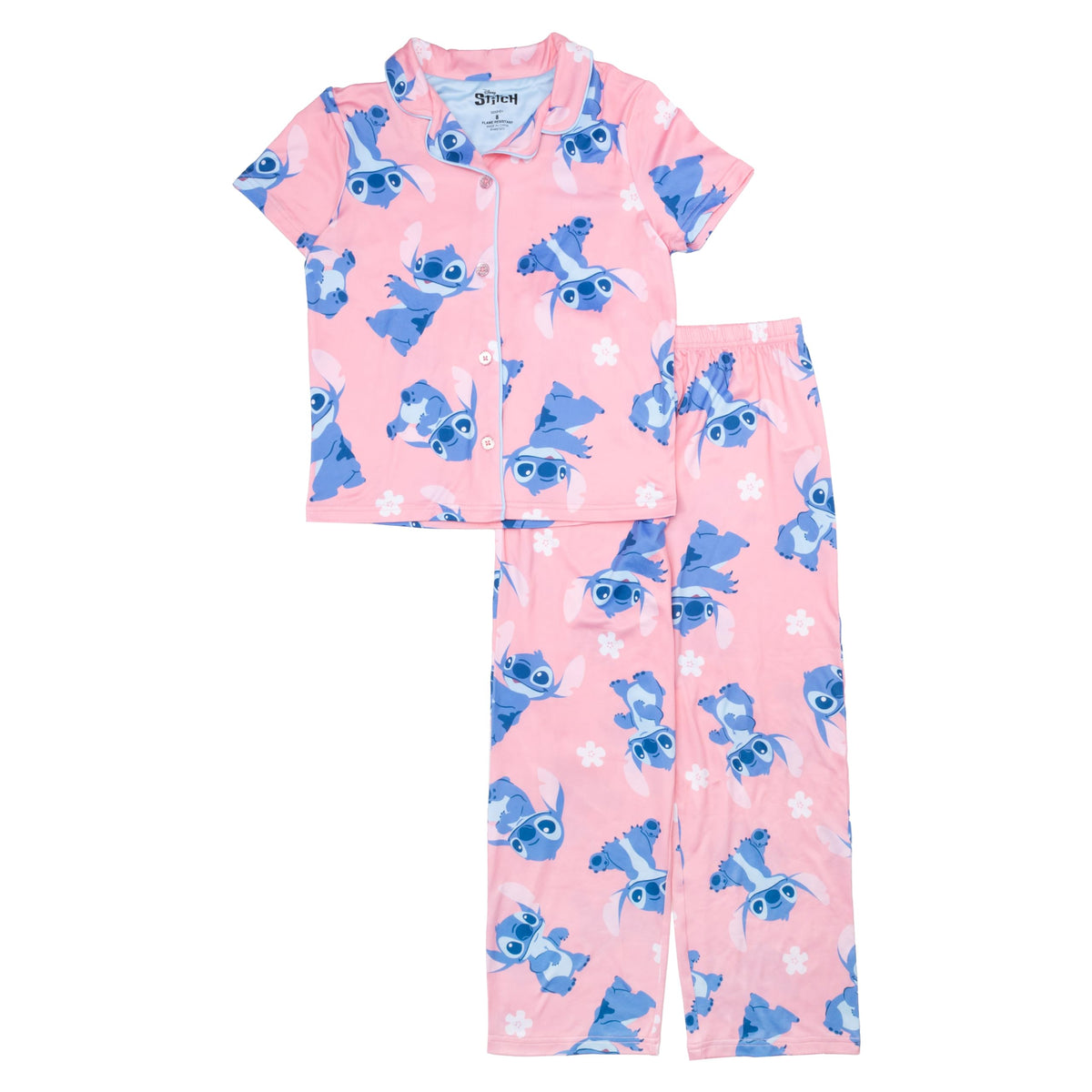 Disney girls 2-piece Loose-fit Button Down Matching Pajama Set, Soft & Cute for Kids