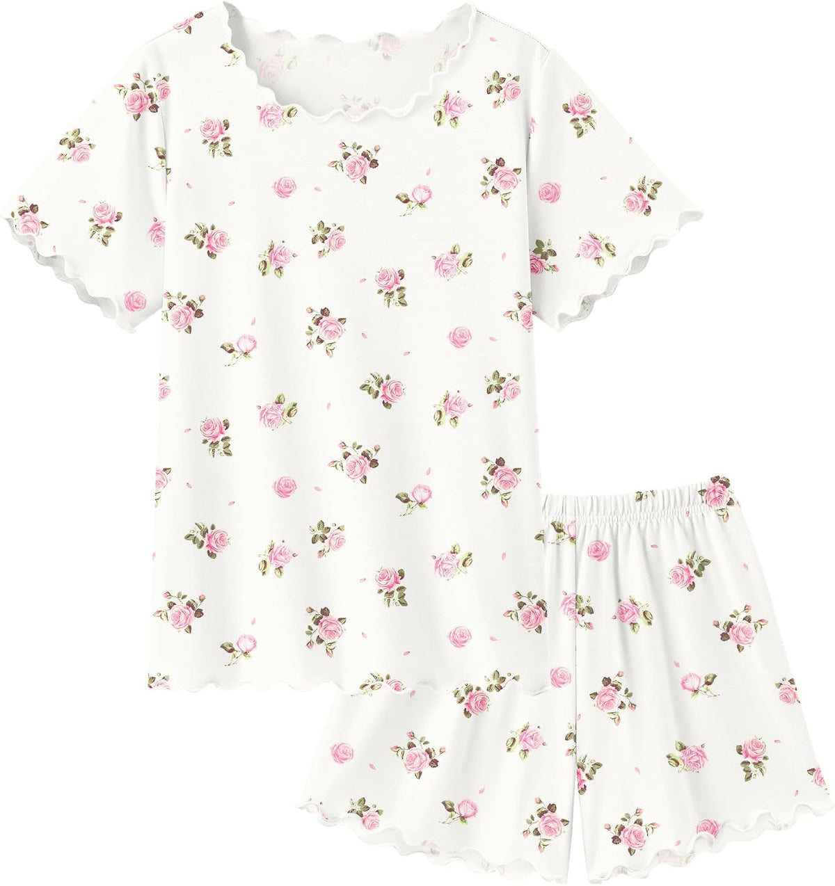 Arshiner Girls Pajamas Short Sleeve Lounge Set Soft Shirring Summer Pjs