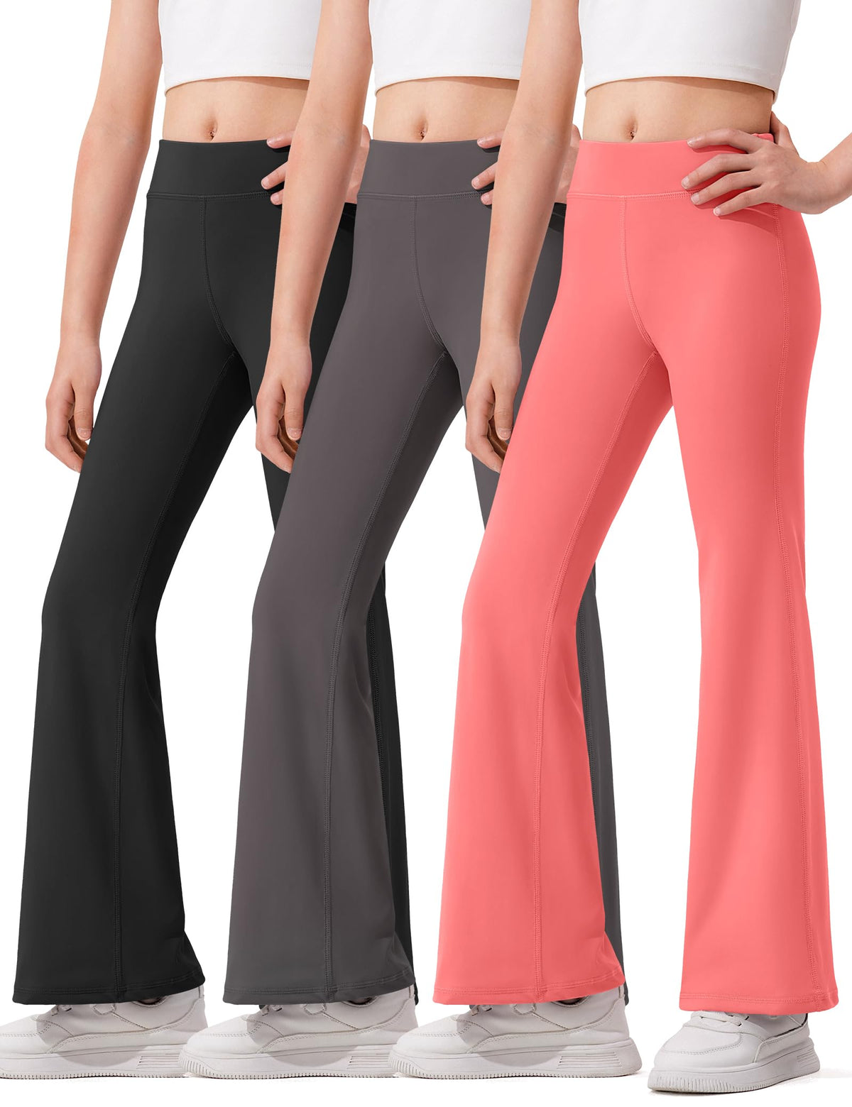 HASMES 3 Pack Girls Flare Leggings Kids Bell Bottom Dance Yoga Pants