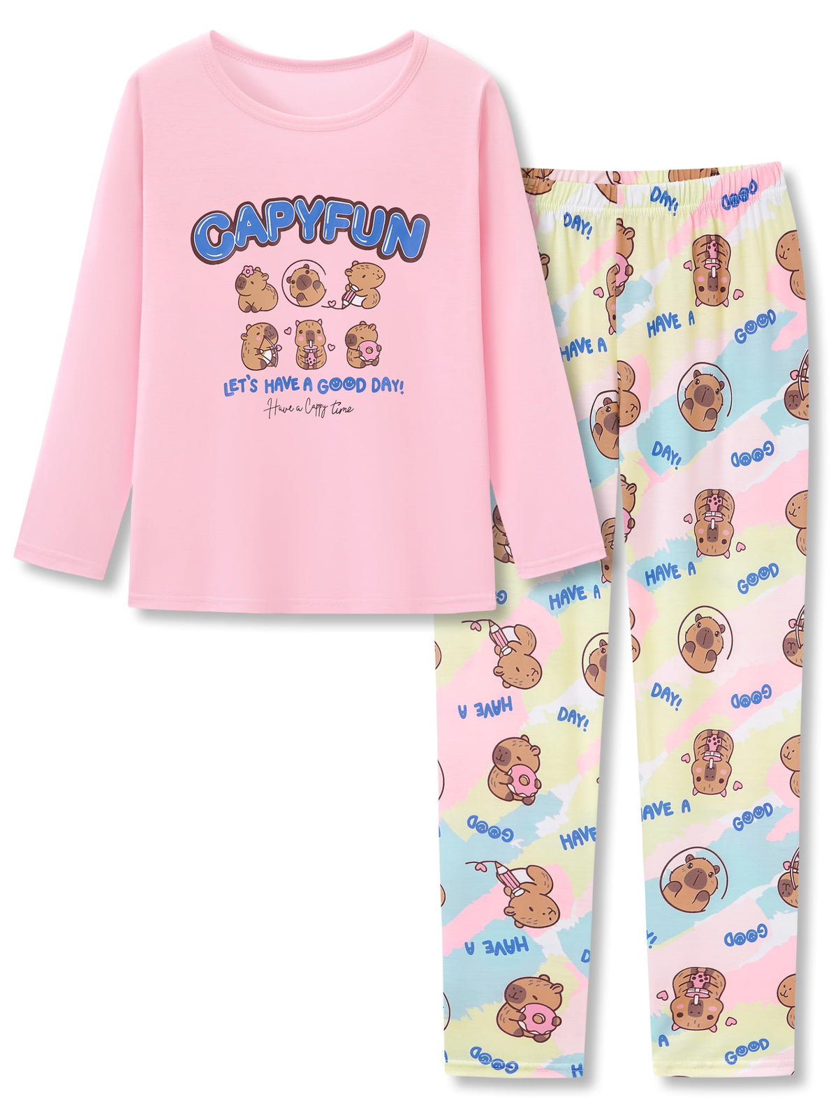 Topgal Girls Long Sleeve Pajamas, 2-Piece Top and Pants, Sizes 6-18