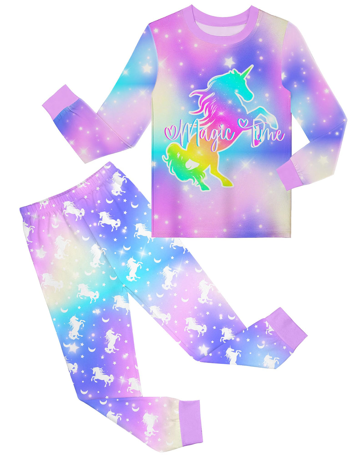 Sylfairy Girls Pajamas Set Sleepwear Rainbow Unicorn Pjs Toddler Long Sleeve Jammies Kids Sleepwear 3-12 Years