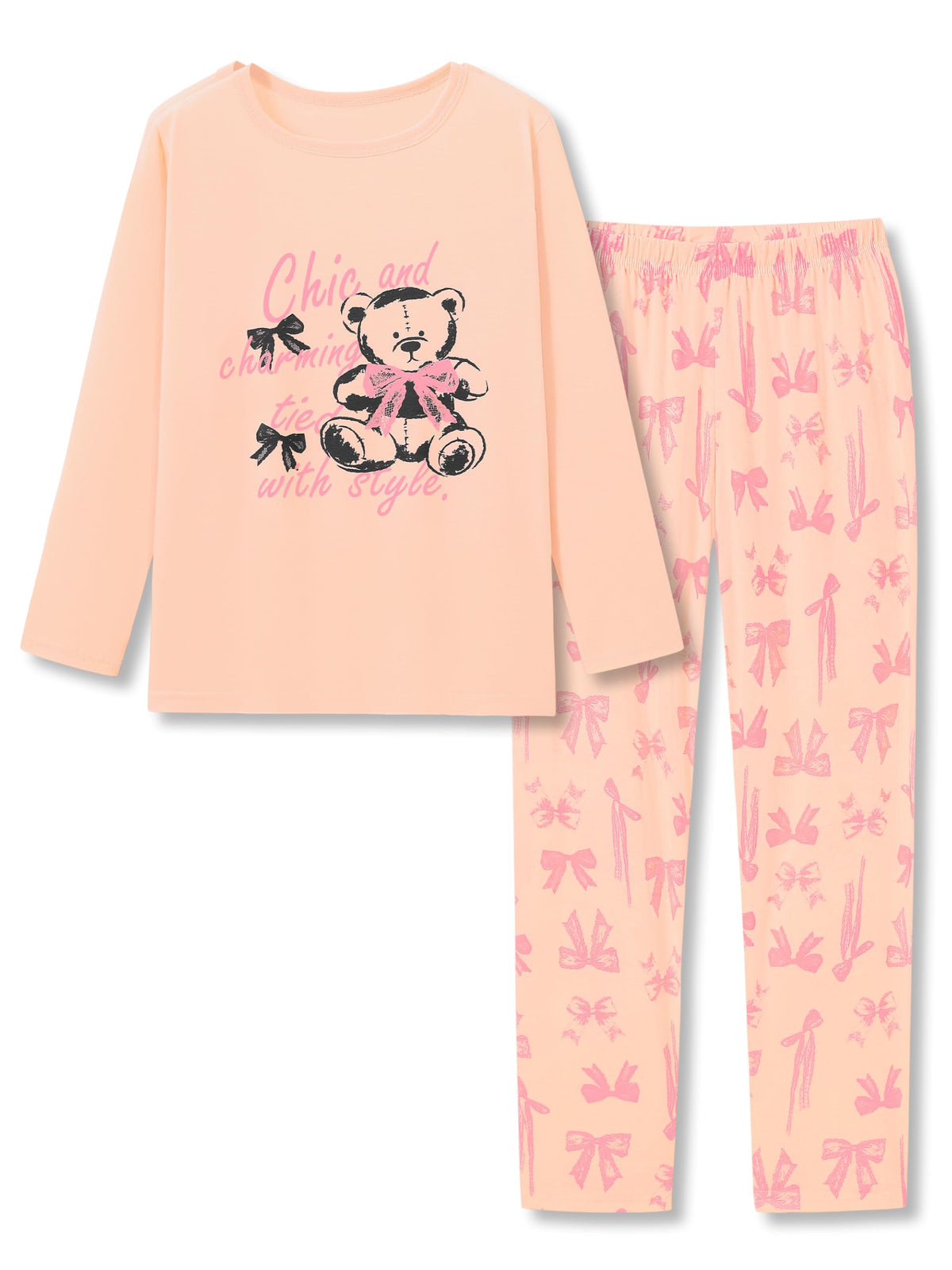 Beezizac Girls Pajamas Cute Print Short/Long Sleeve Pants Set Size 6-18