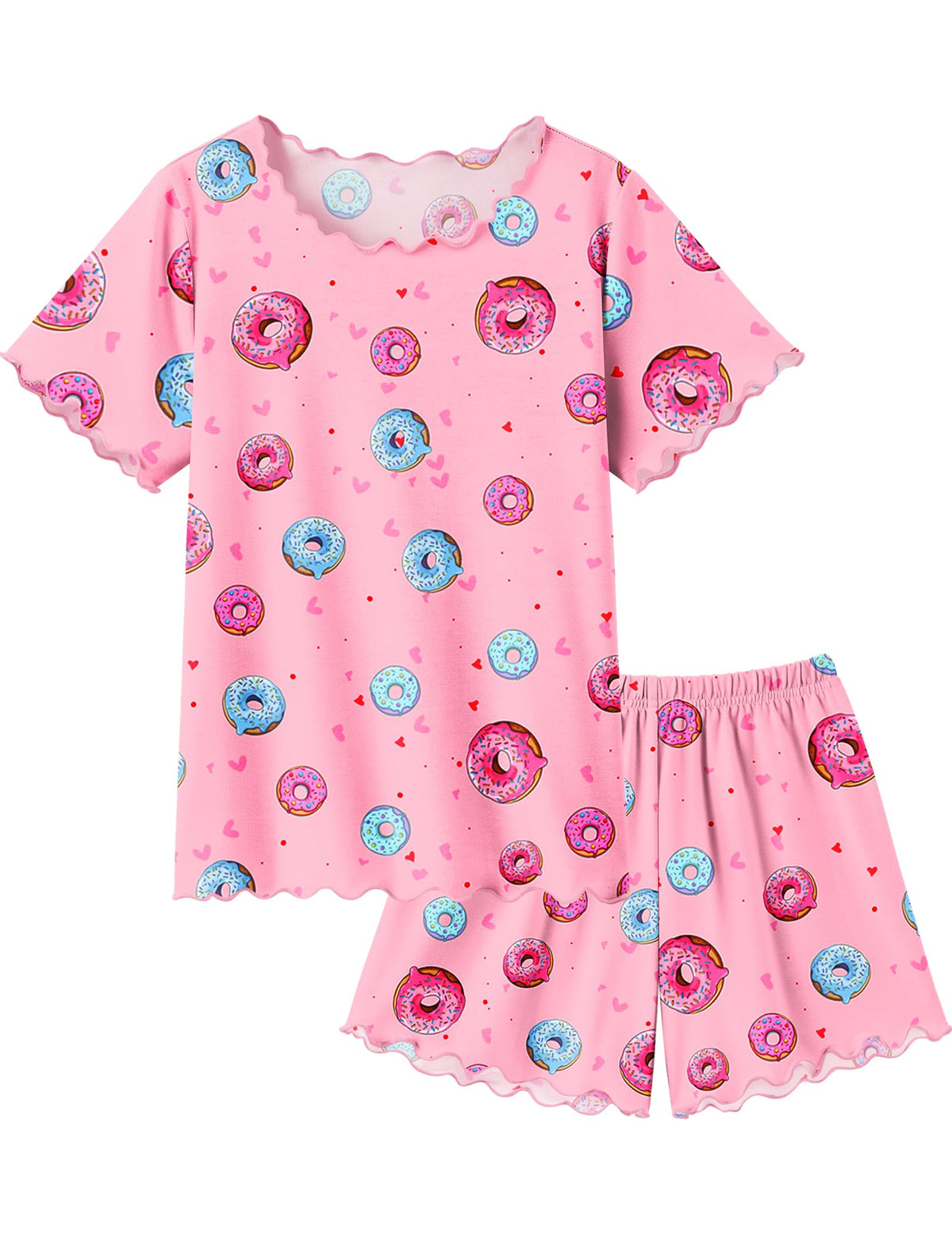 Arshiner Girls Pajamas Short Sleeve Lounge Set Soft Shirring Summer Pjs