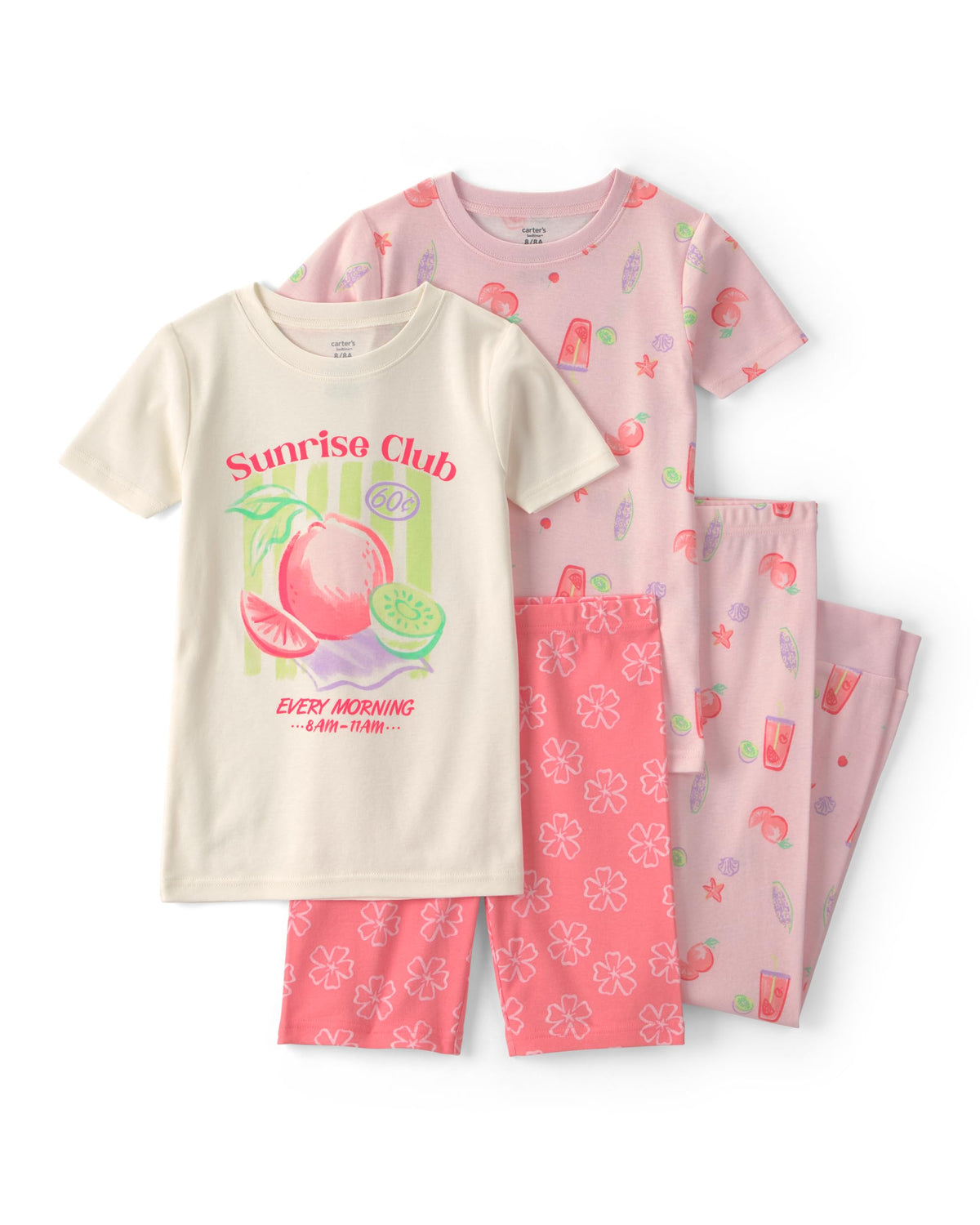 Carter's Girls' 4-piece Tight Fit Cotton Pajama Set