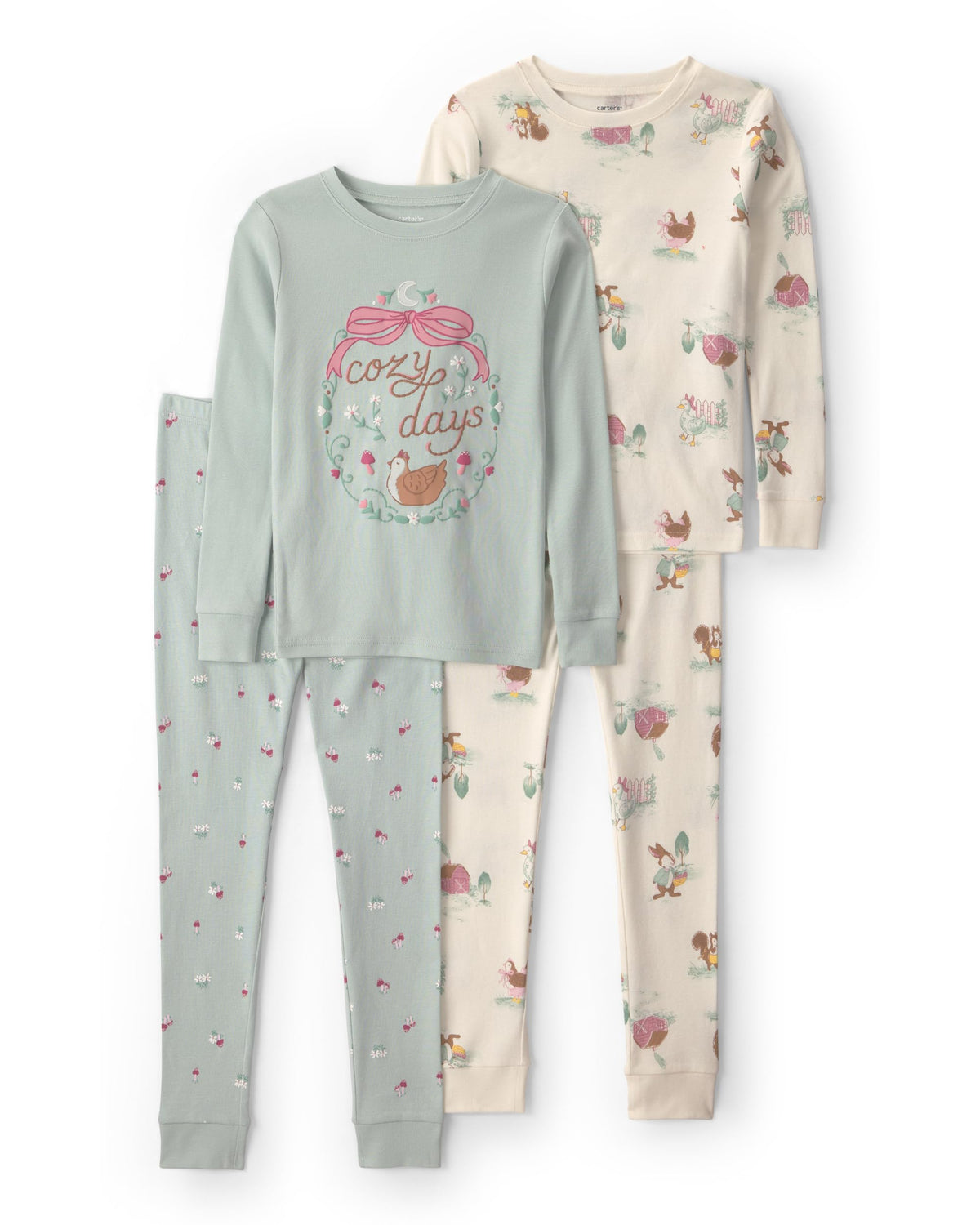 Carter's Girls' 4-piece Tight Fit Cotton Pajama Set
