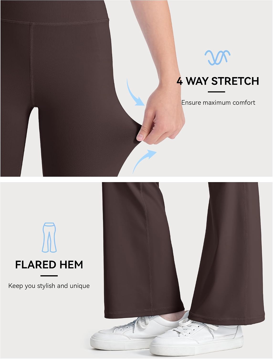 JOCMIC Girls Flare Leggings Kids School Uniform Bell Bottom Pants for Yoga