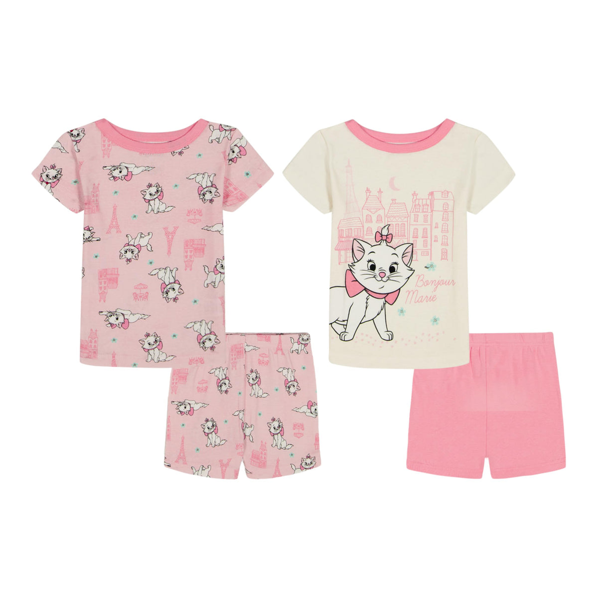 Disney Girls' 4-piece Snug-fit Cotton Pajama Set, Matching Pajamas