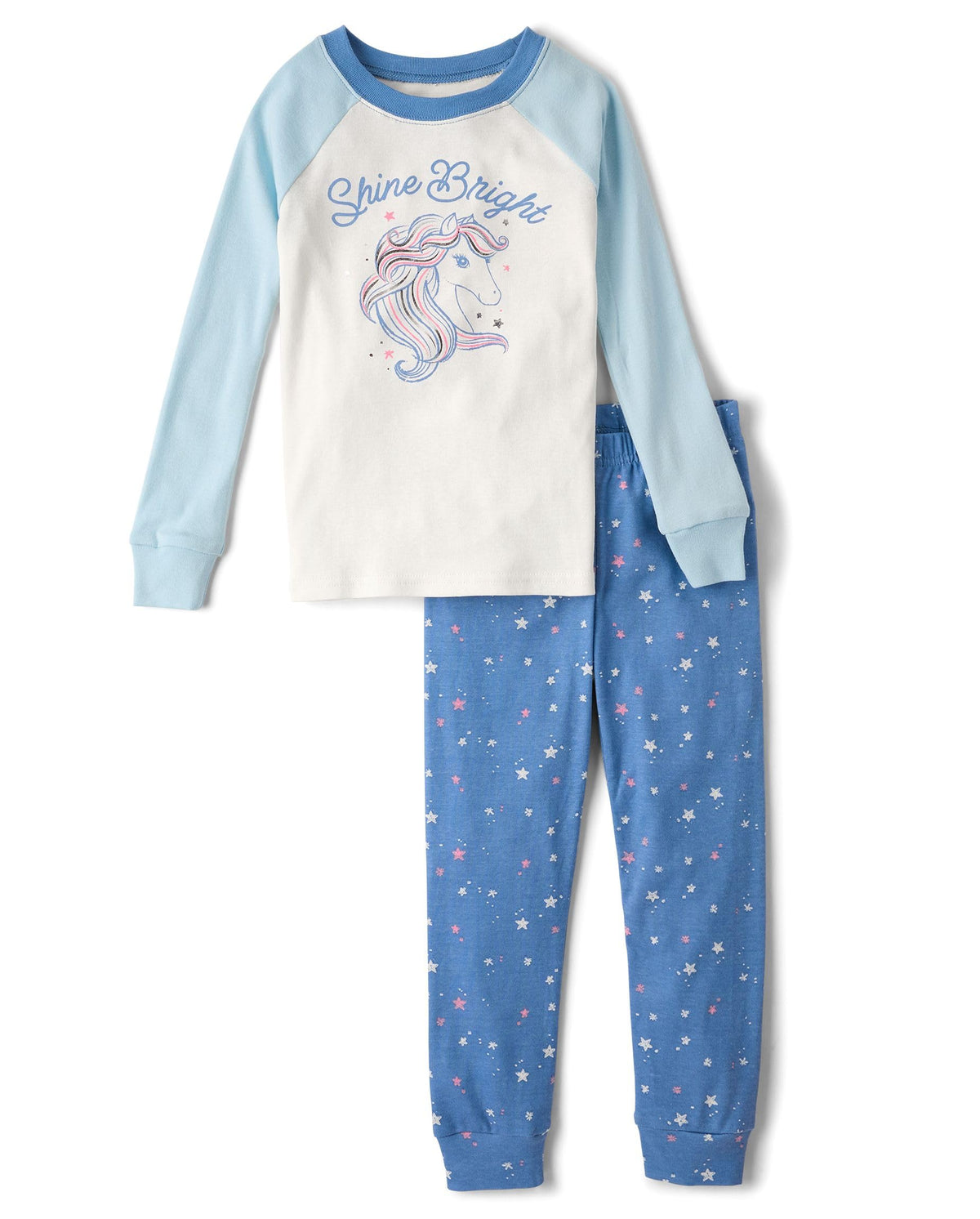 The Children's Place Girls' 100% Cotton Long Sleeve Top and Pants, 2 Piece Pajama Set