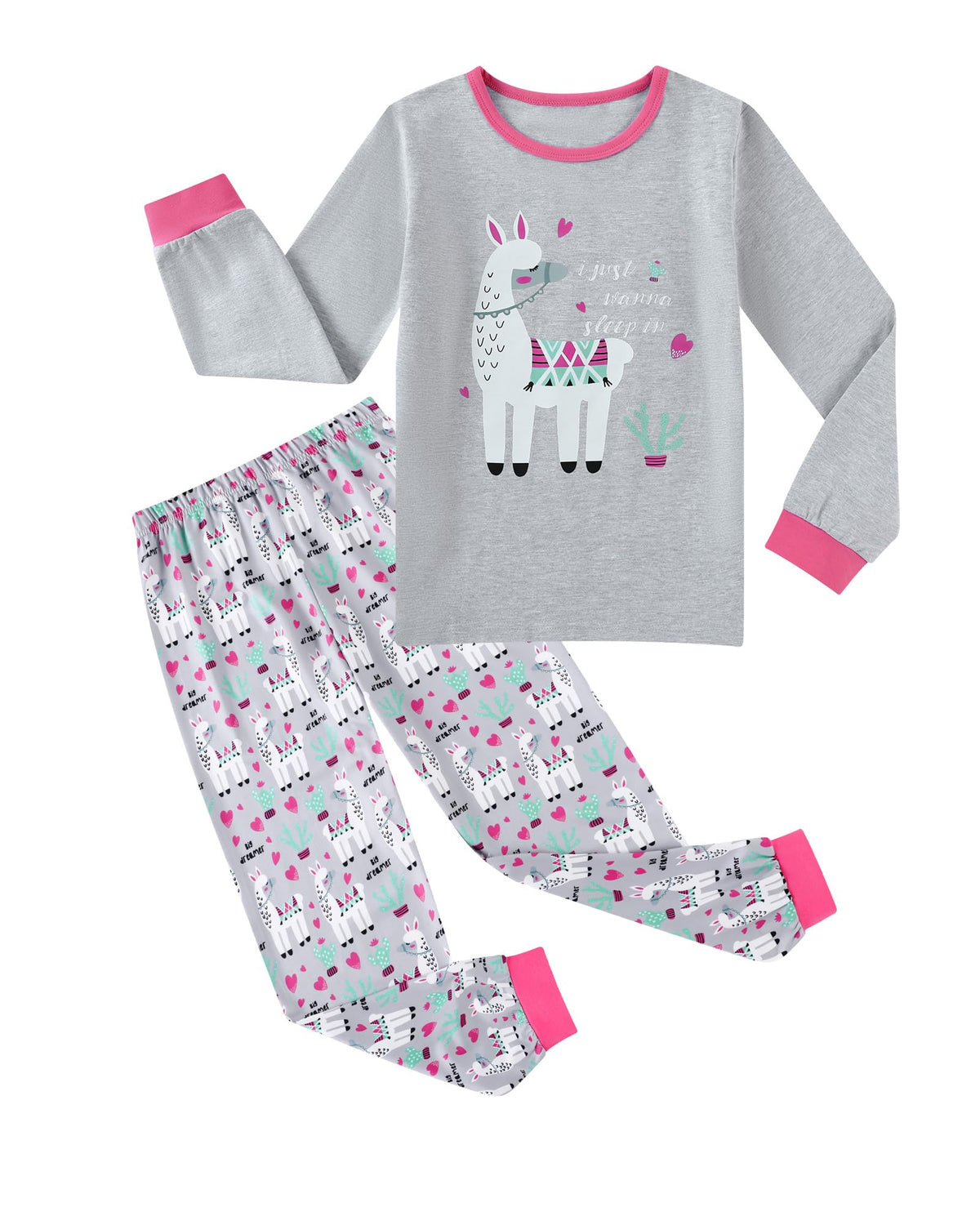 CARETOO Girls Pajamas Kids Cotton Pajama Sets 2-Piece Long Sleeve Pjs Comfy Girls Sleepwear for 4-12 Years