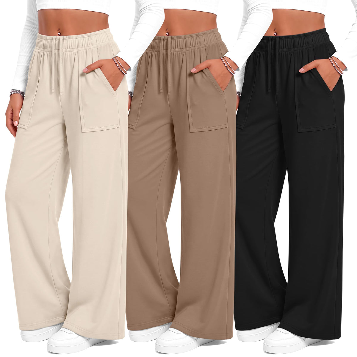 3 Pack Girls Wide Leg Pants Yoga Trousers