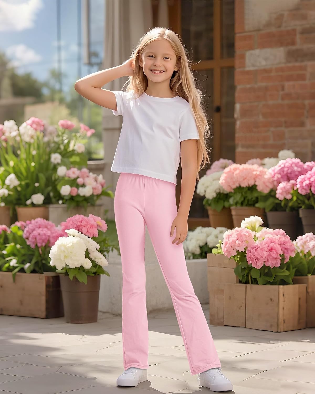 BOOPH Girls Flare Leggings Kids Casual Bell Bottom Pants for Teen Girls