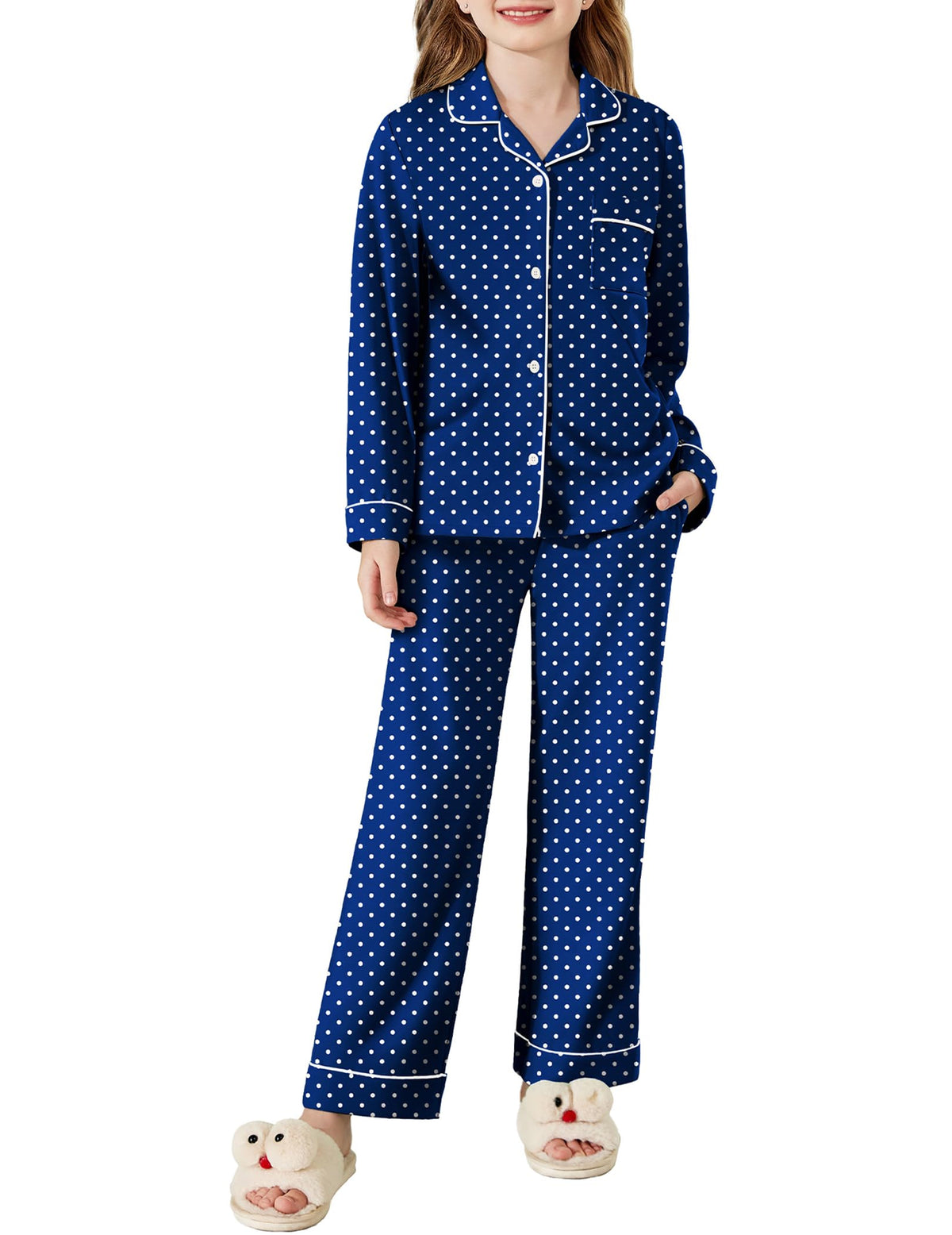 Arshiner Pajamas Set for Girls Long Sleeve Lounge Set Button Down Pj Sets