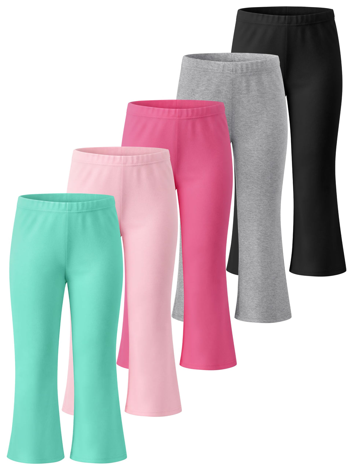 Poroka 5 Pack Toddler Girls Flare Pants Cotton Stretch Bell Bottom Leggings