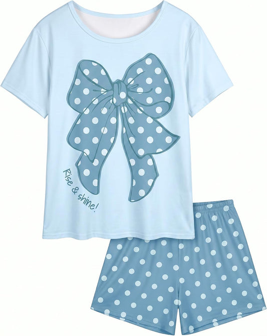 Beinou Girls Pajamas for Kids Summer Pjs Sleepwear Sets for Teen 8-15Y