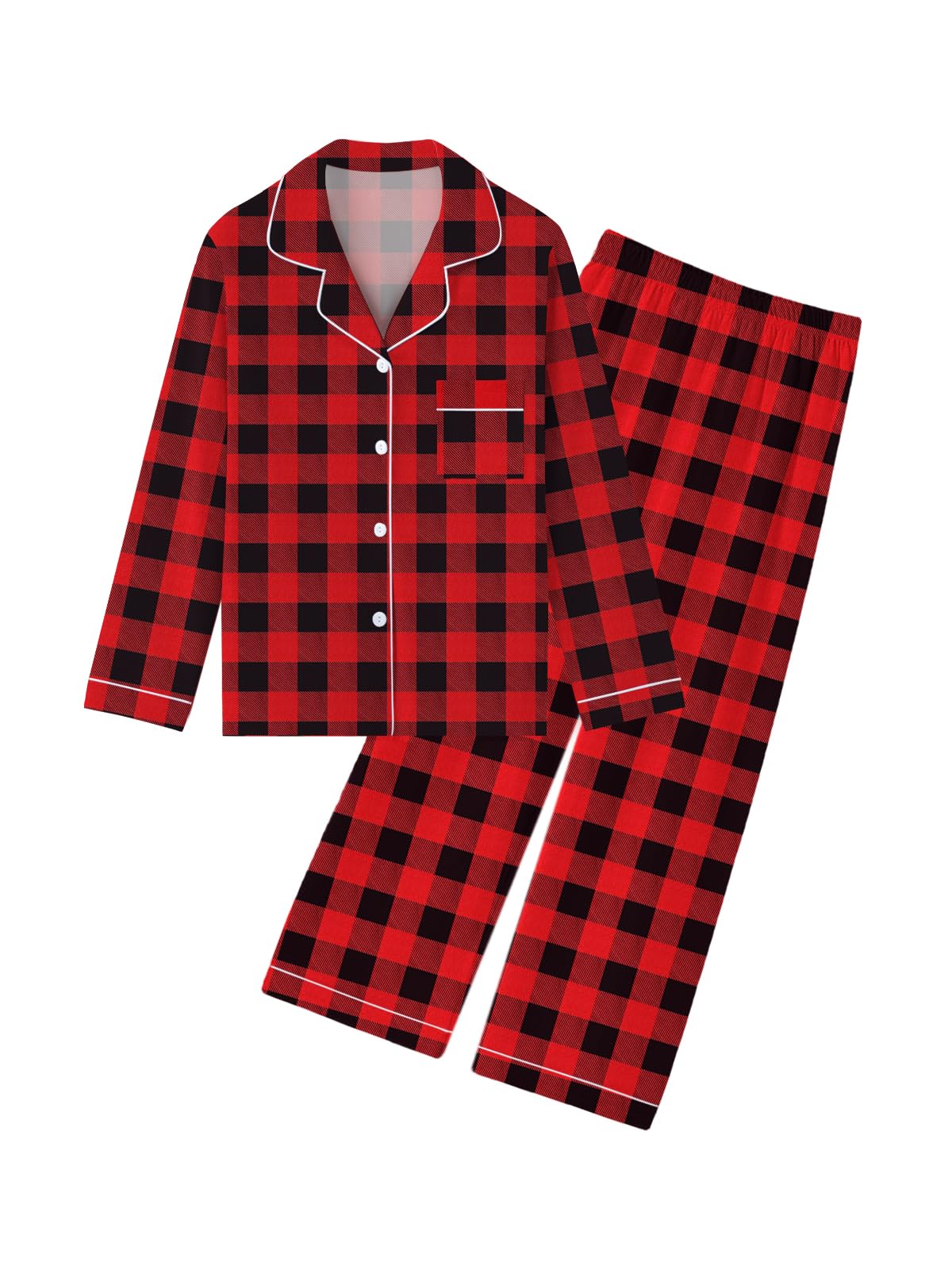 QZH.DUAO Girls Women Pajamas Set Cotton Long Sleeve Top Pjs 5Years-L
