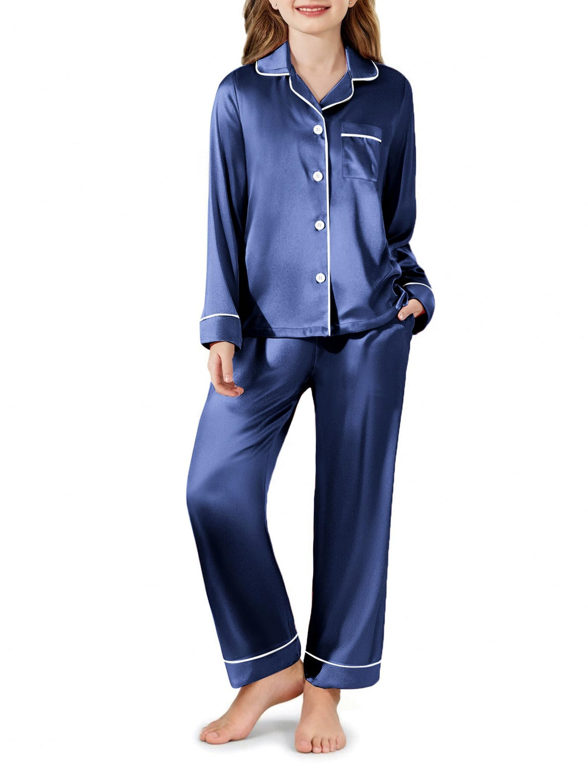 Arshiner Girls Pajamas Satin Pajama Set 2 Piece Pjs Button Down Sleepwear