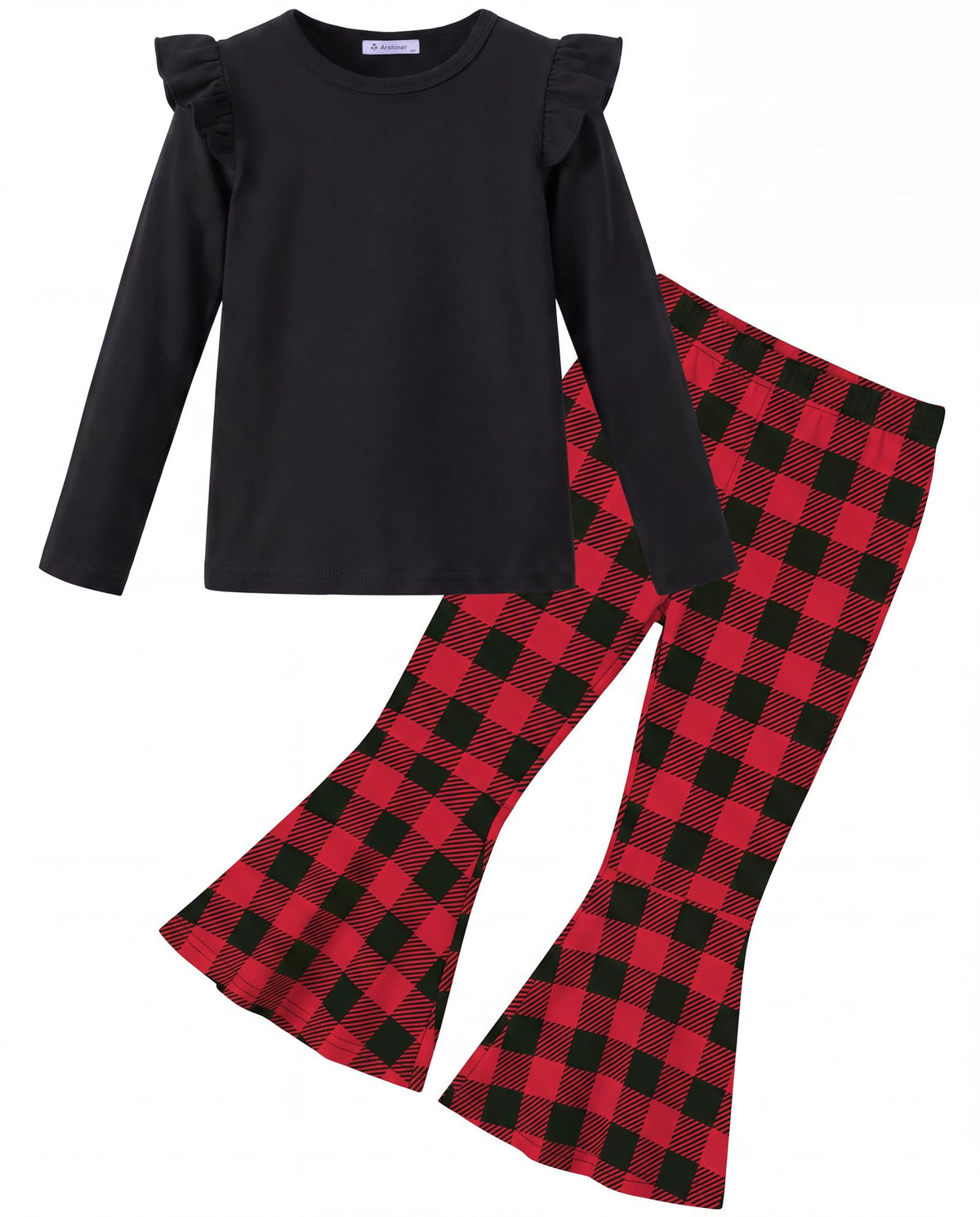 Arshiner Girls 2 Piece Outfits Flare Pants Knit Set Toddler Printed Clothes