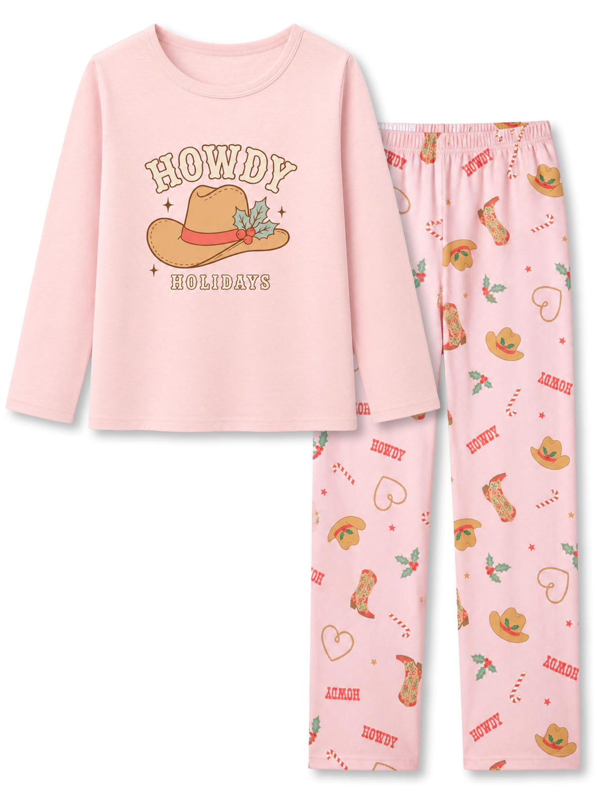 Tebbis Girls Long Sleeve Pants 2 Piece Trendy Print Pajama Set Size 6-18
