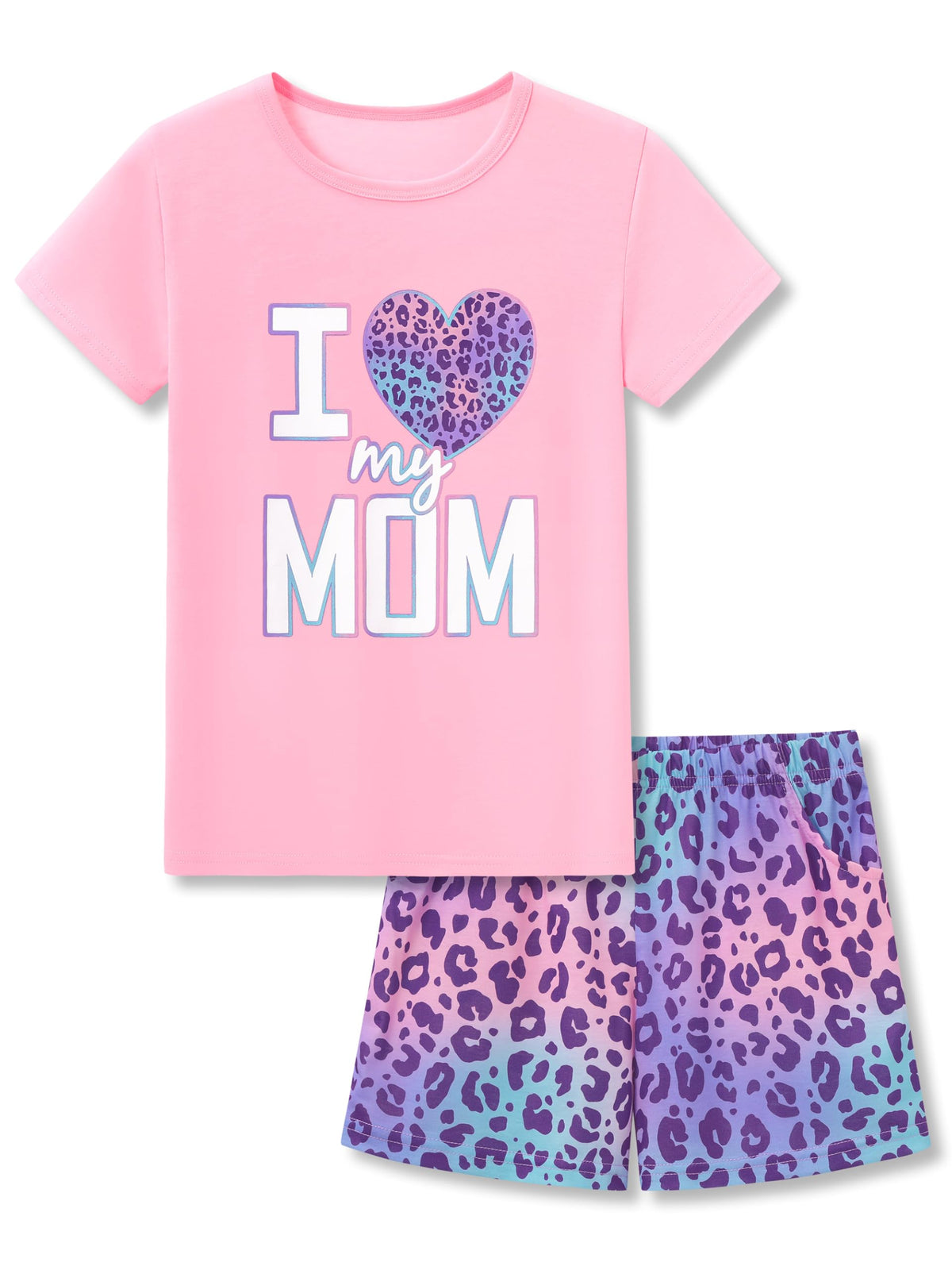 Tebbis Girls Pajama Set Tie Dye Cute Prints Tee & Shorts Sizes 6-18