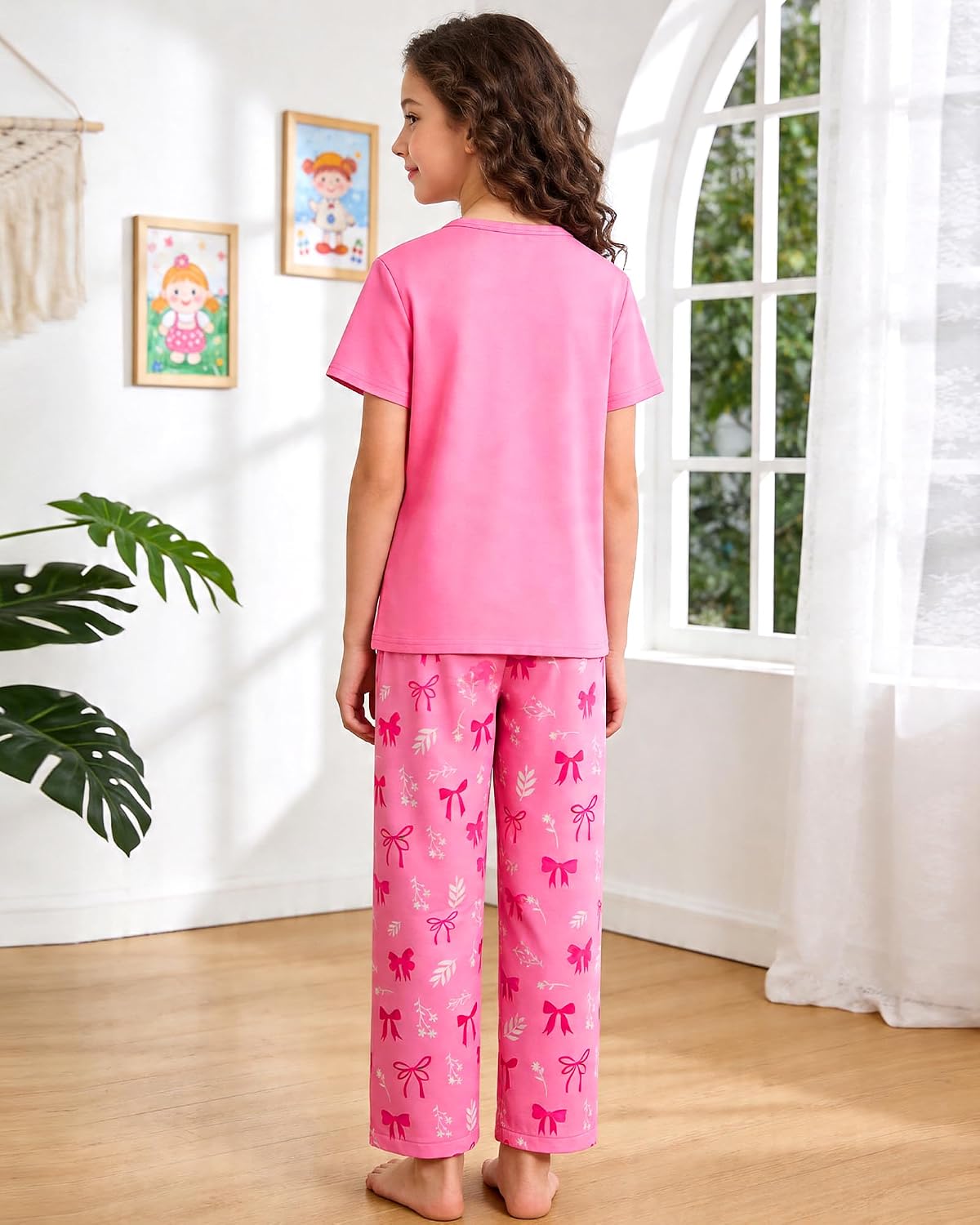 Girls Pajamas Short Sleeve Pants Pjs for Big Girls Sleepwear Kids Jammies Sets Cute Soft Loungewear Size 7-14