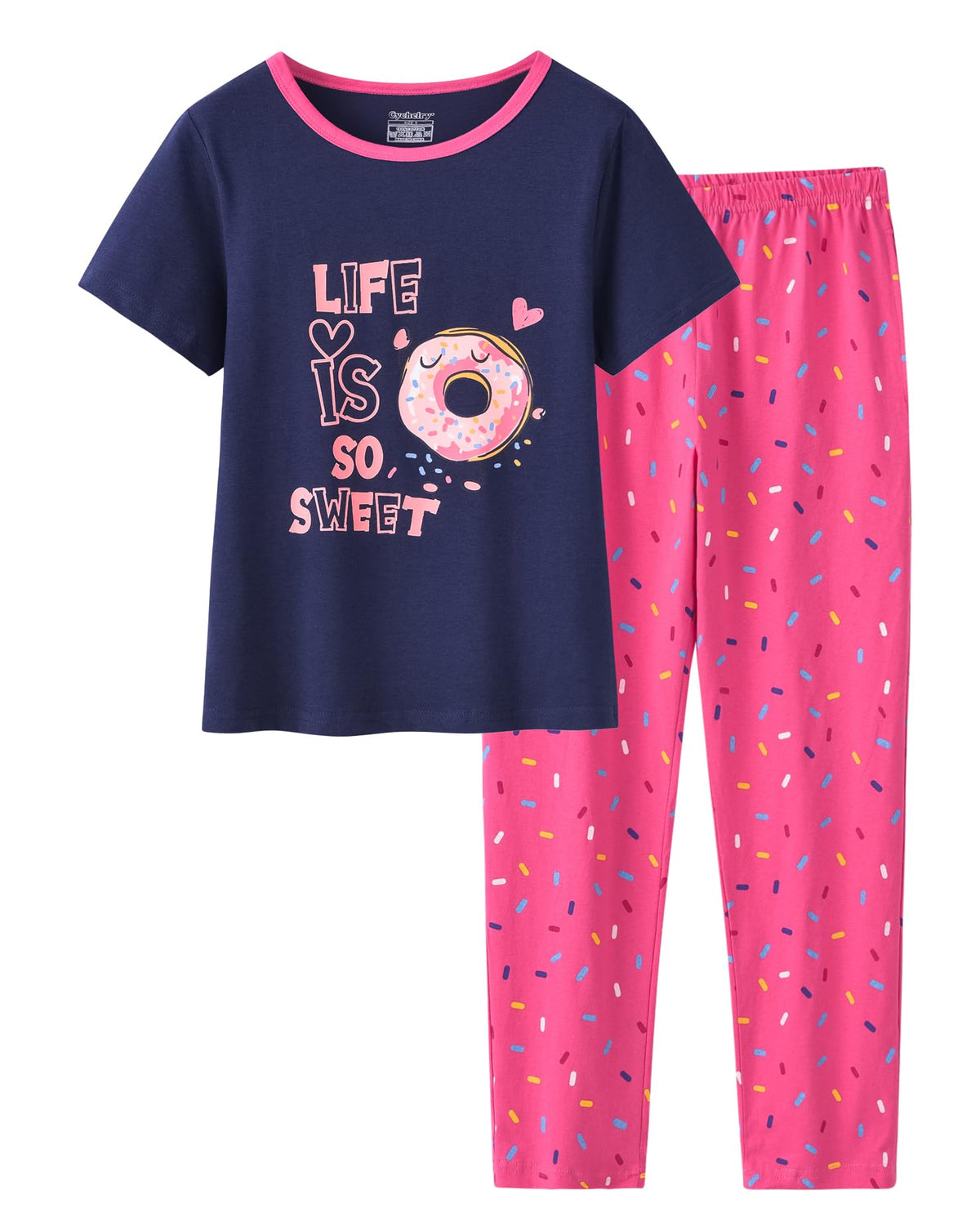 Big Girls Pajamas Lovely 2PCS Soft Cartoon Short Sleeve with Pants Sleepwear Teens PJS Clothes Size 6-16