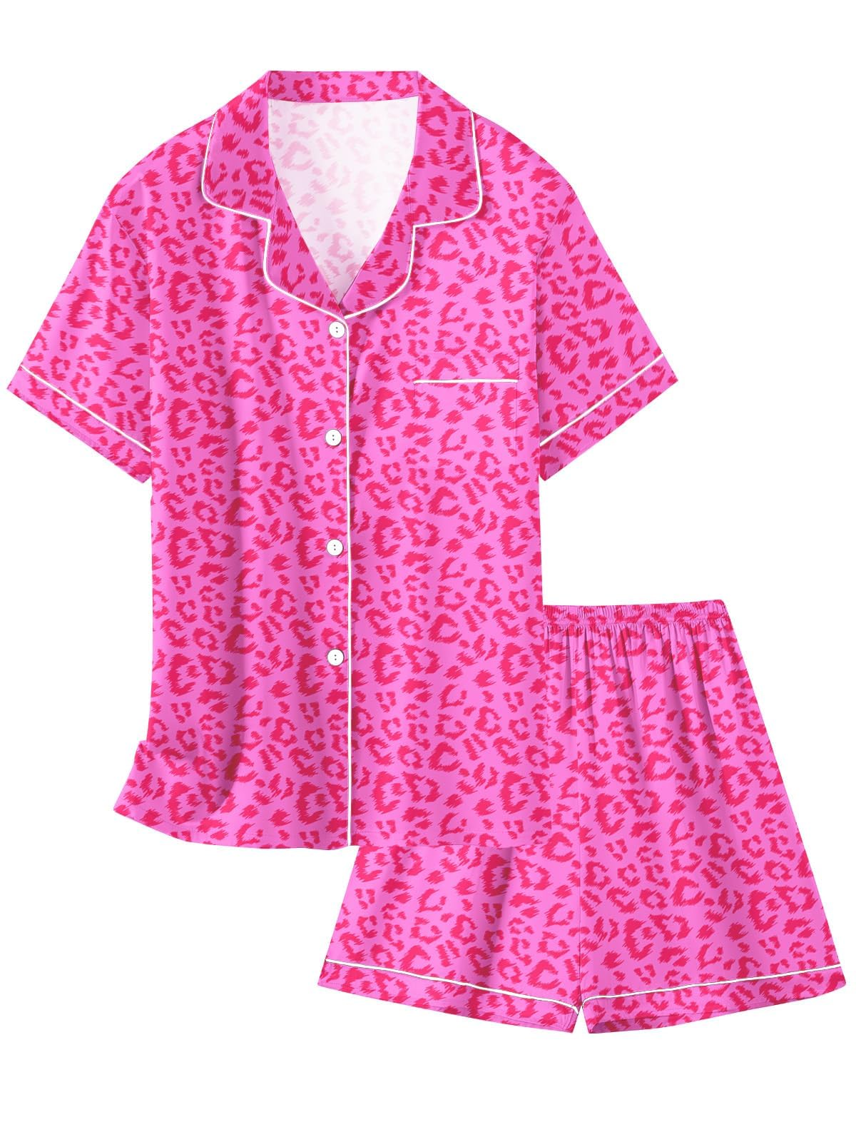 Girls & Womens Satin Pajamas Set, Silk Button-Down Sleepwear 2 Piece Nightwear, 3 Years - Women XXL