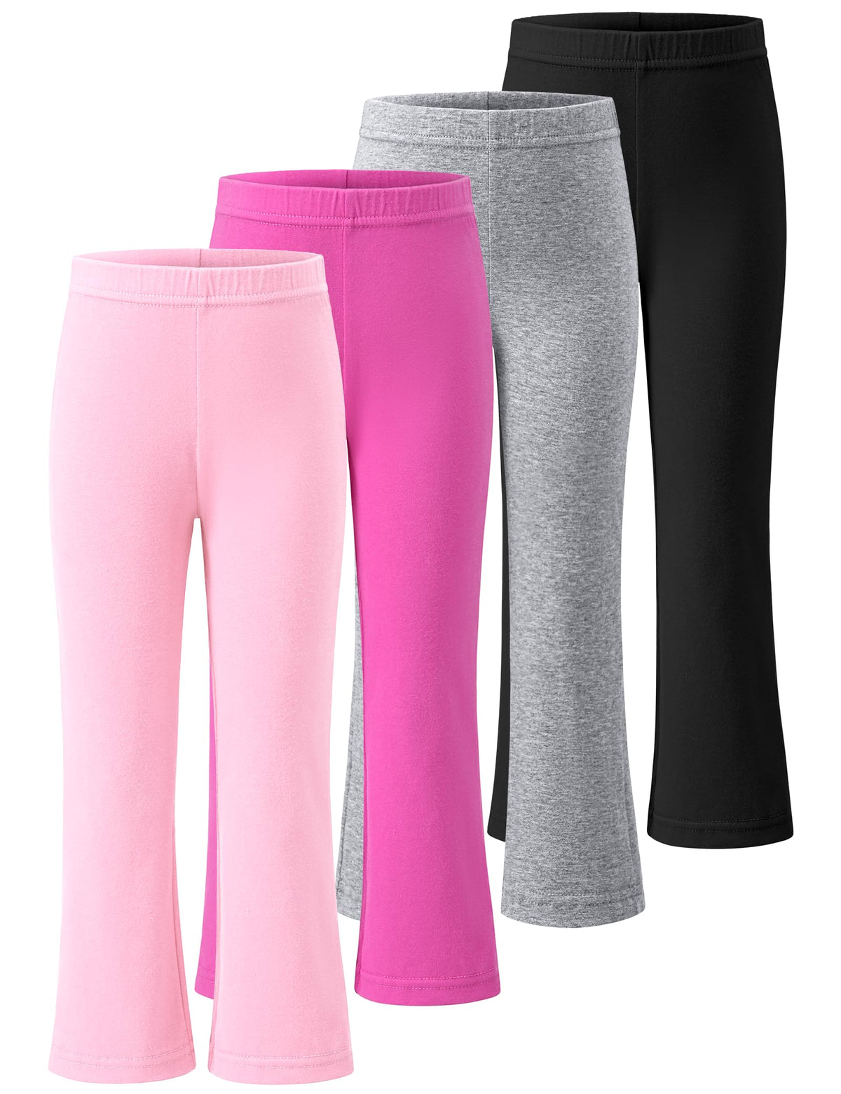 KEREDA 4 Pack Girls Flare Leggings School Uniform Pants Kids Bell Bottoms