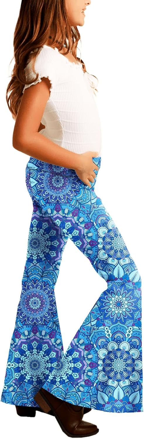 Deerose Girls Halloween Hippie Bell Bottom Pants High Waist Flare Pants 5-14 Years
